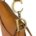 Christian Dior Tan Brown Leather Medium Saddle Bag