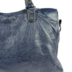 Balenciaga Navy Lambskin Moto Work Two-Way Bag