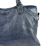 Balenciaga Navy Lambskin Moto Work Two-Way Bag