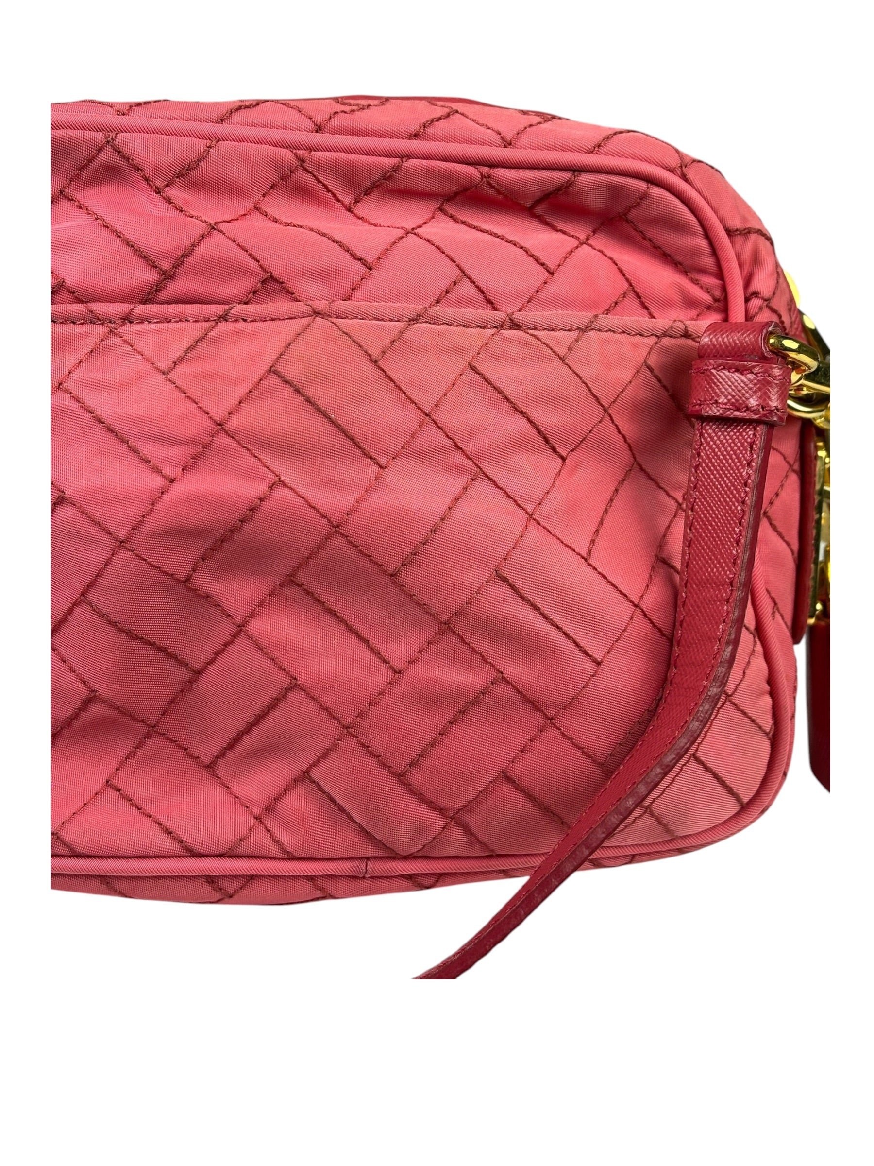 Prada Pink Leather Trim/Synthetic Tessuto Camera Bag