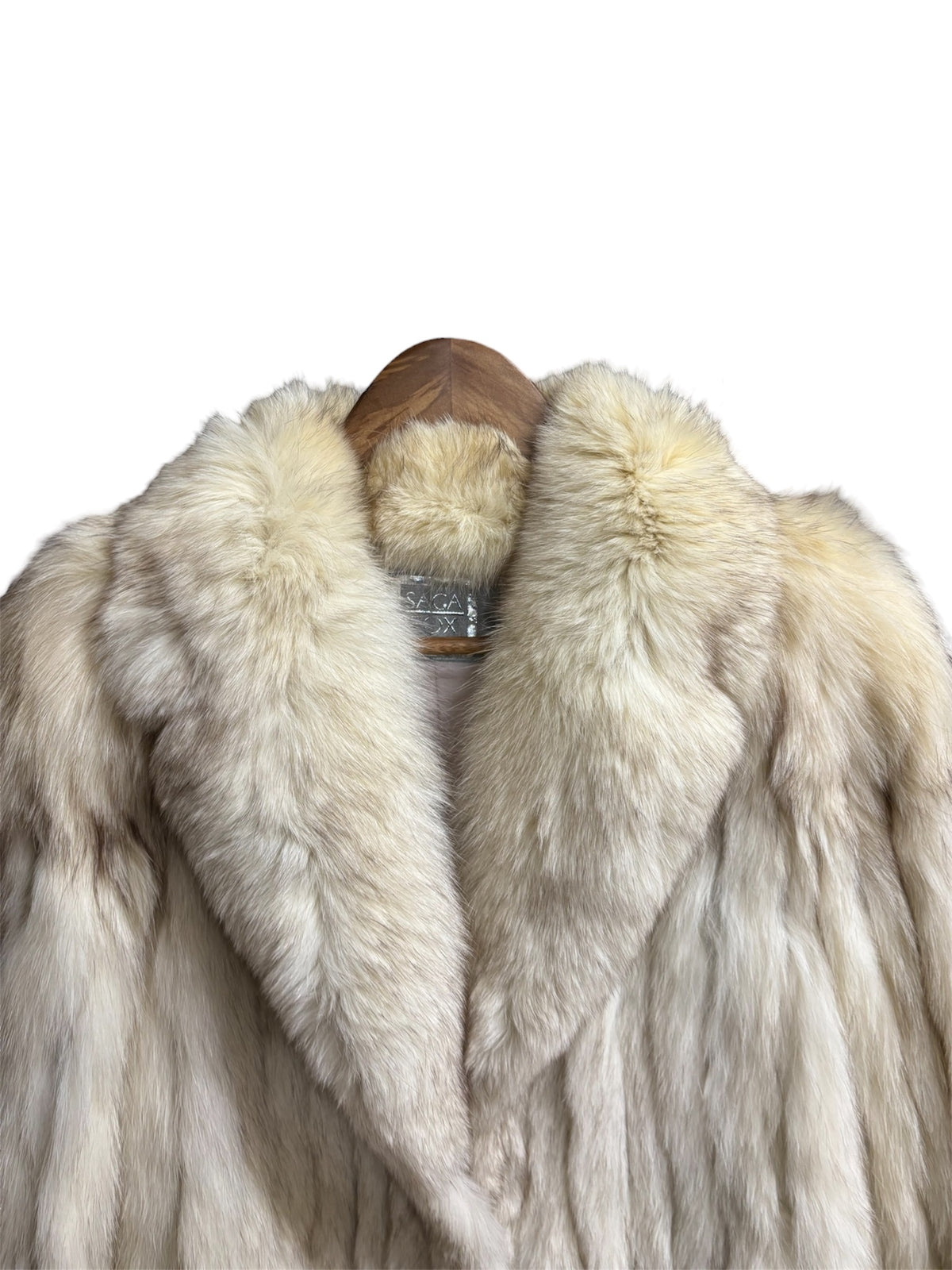 Vintage Saga White Fox Striped Fur Coat