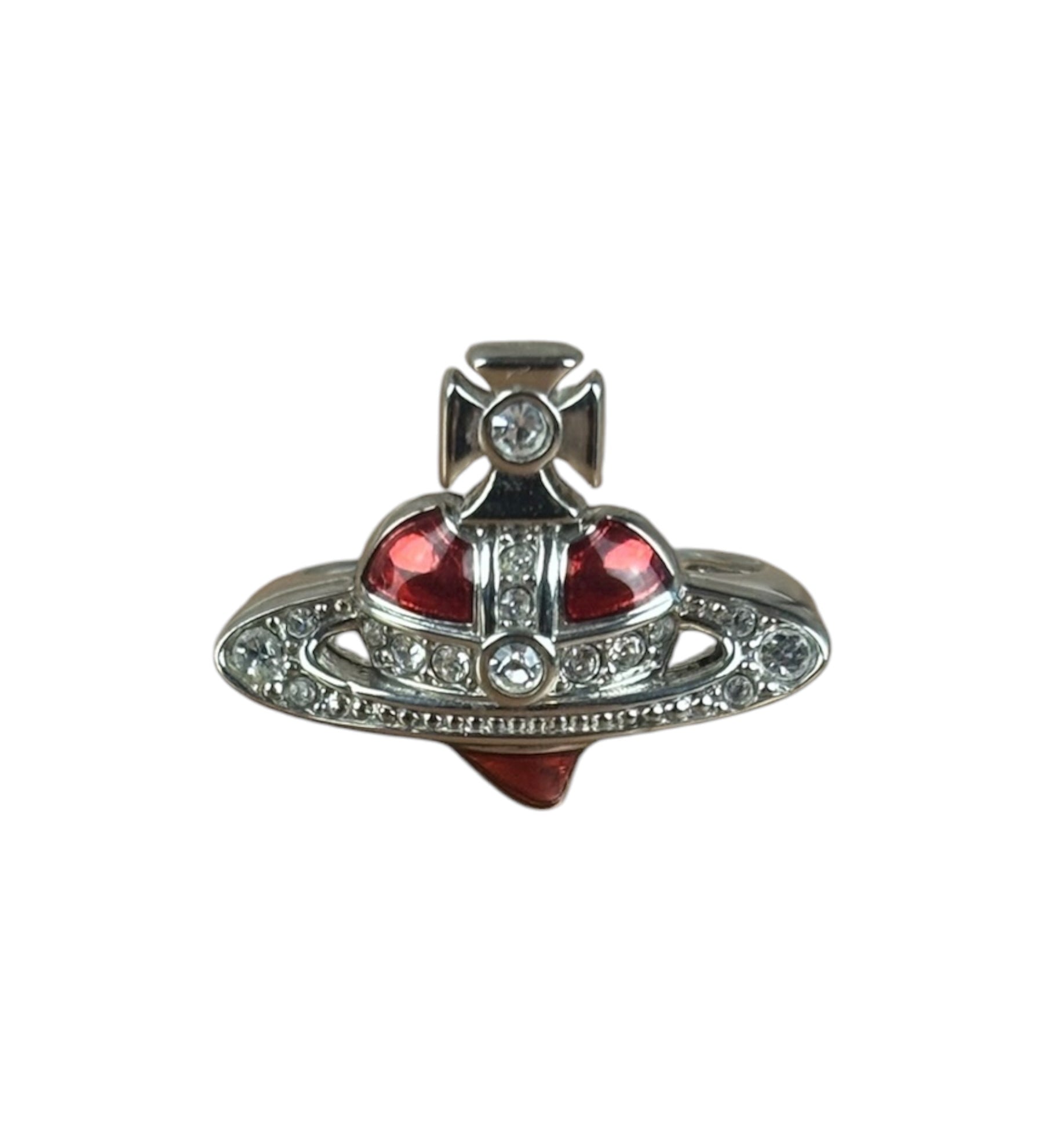 Vivienne Westwood Silver Diamante Red Enamel Ring