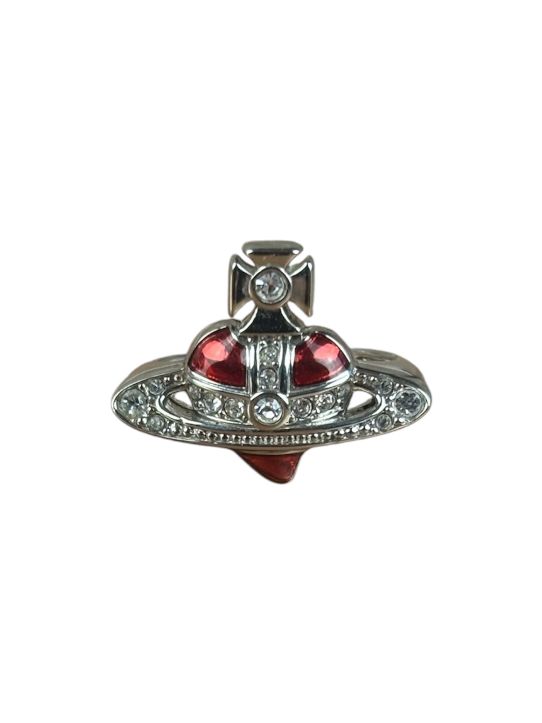 Vivienne Westwood Silver Diamante Red Enamel Ring