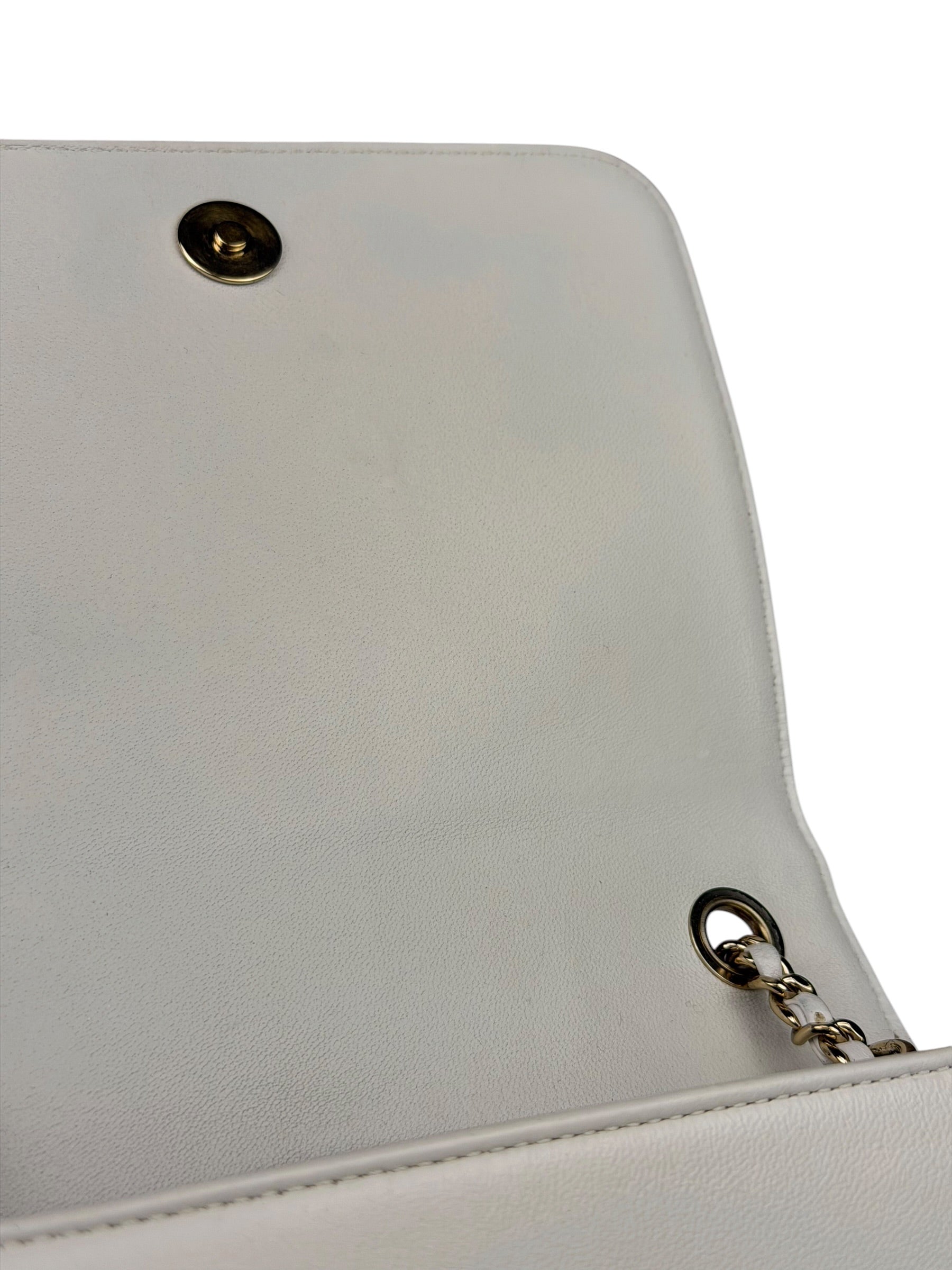 Chanel White Leather CC Mania Flap Bag 2019
