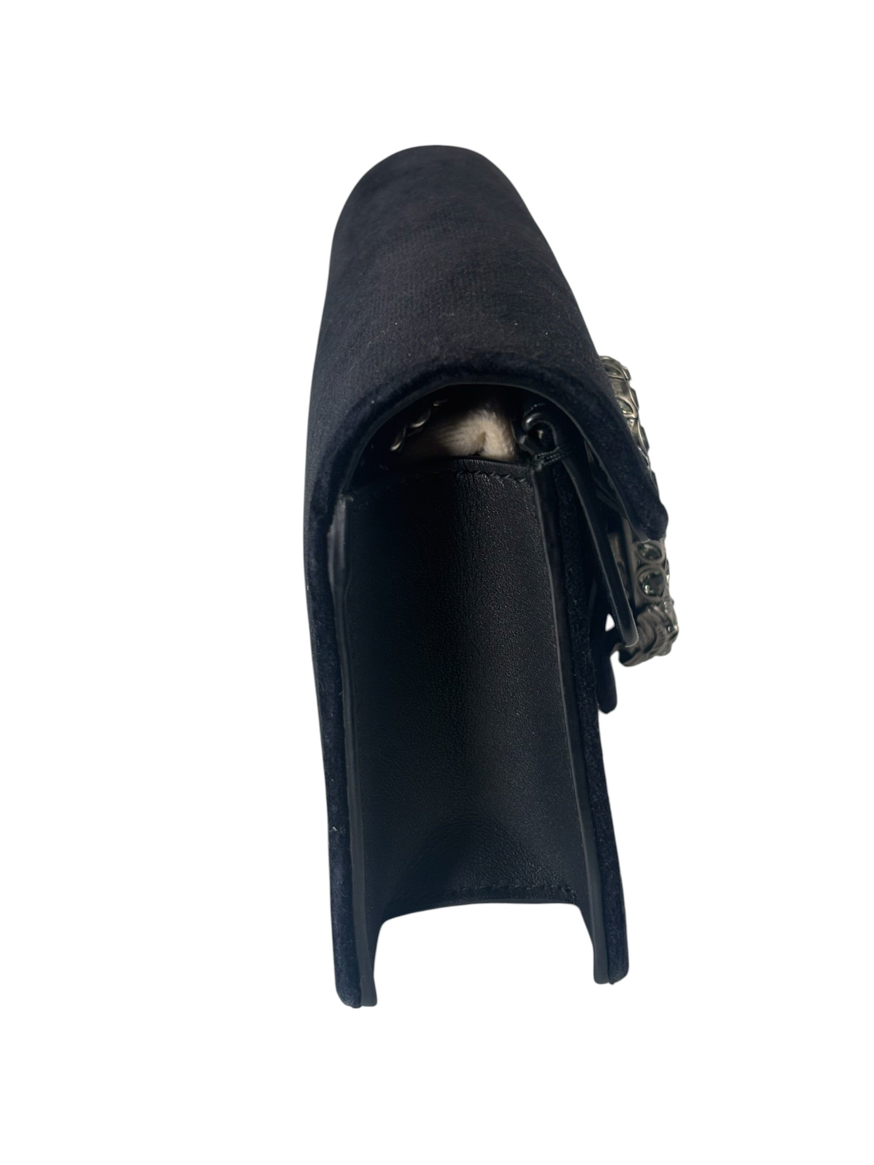 Gucci Black Velvet/Leather Trim Dionysus Super Mini Shoulder Bag