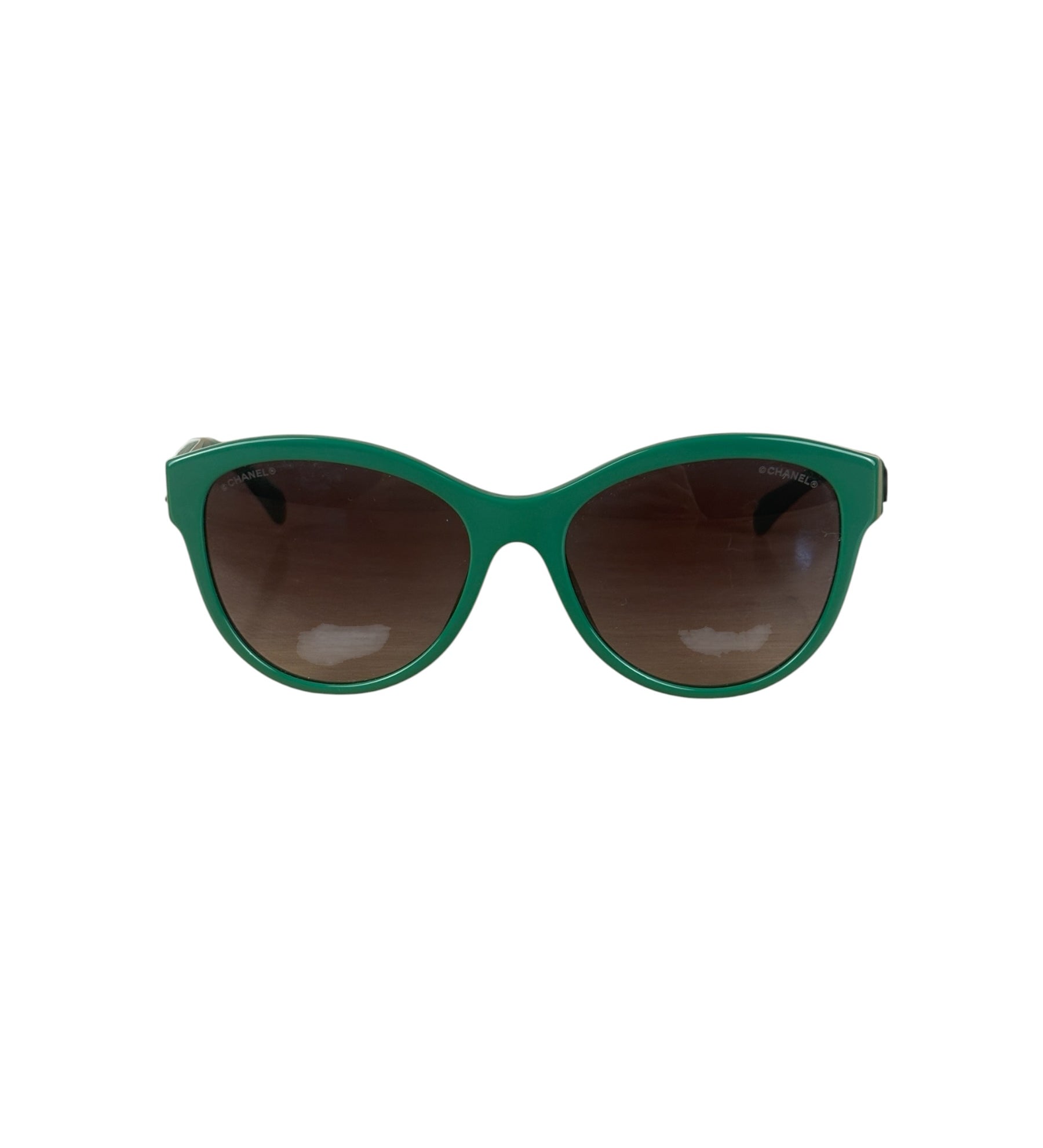 Chanel Green Round Frame Sunglasses