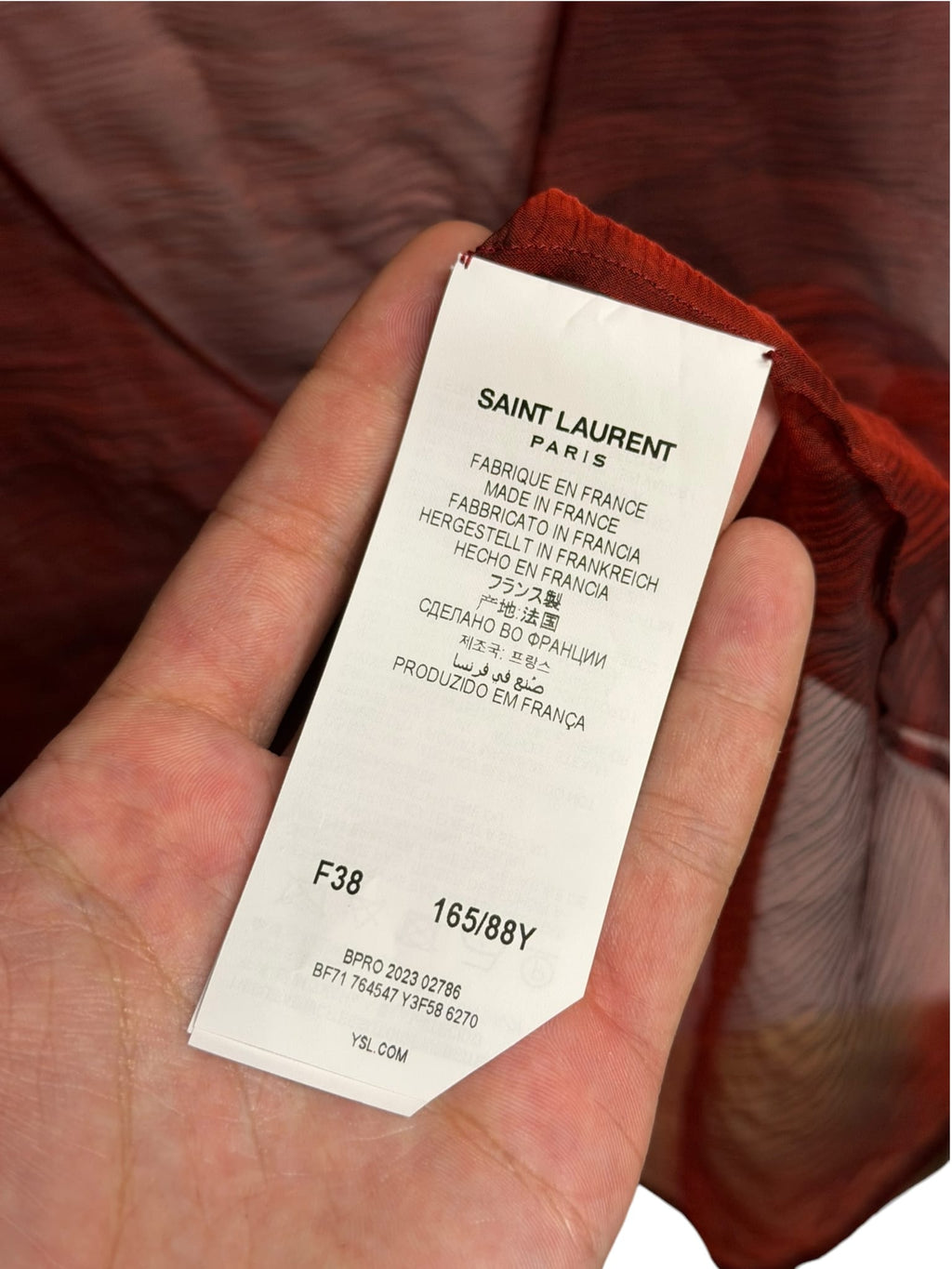 Saint Laurent Paris Red Sheer Silk Tank Top