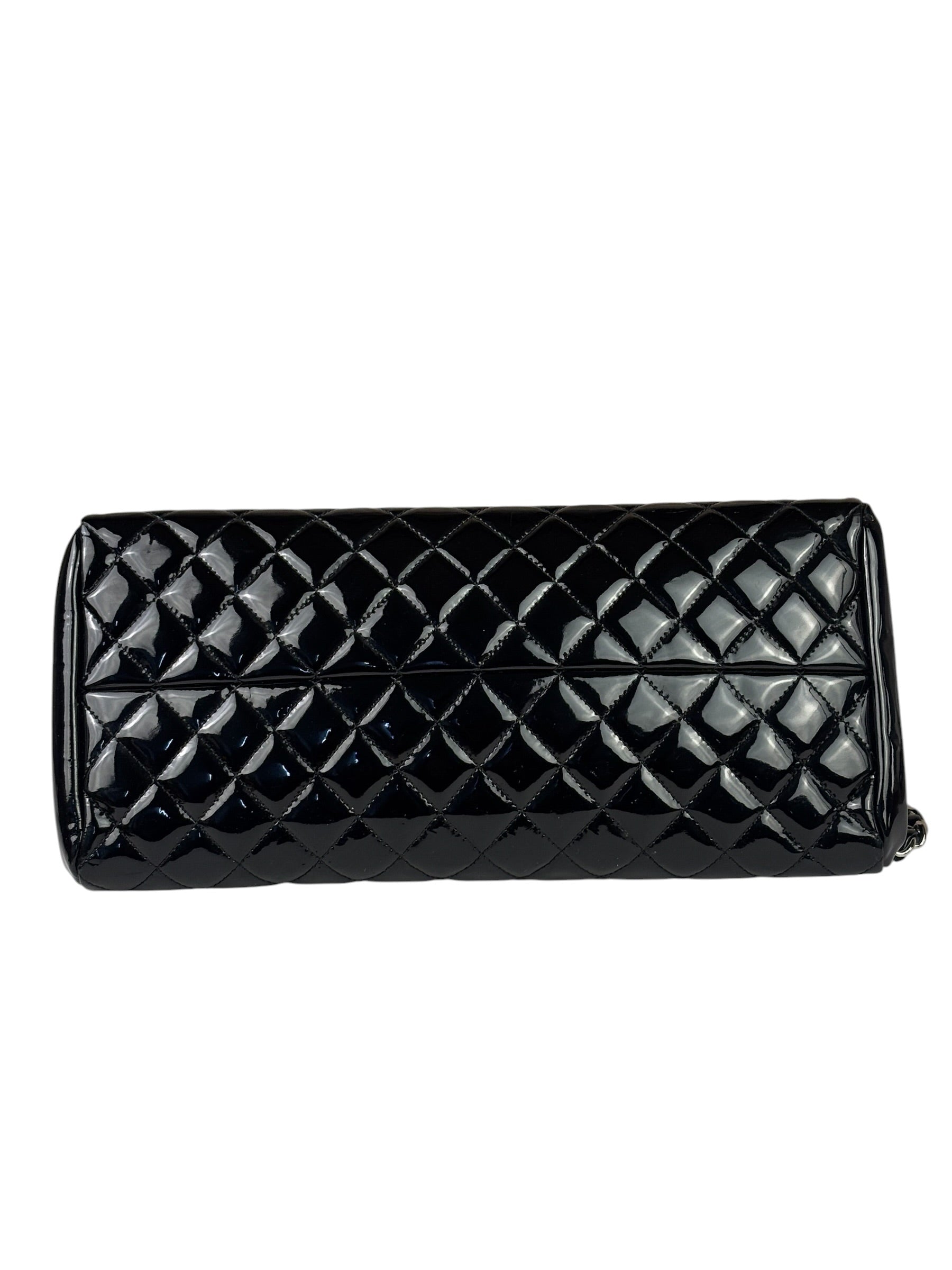 Chanel Black Patent Quilted Leather Just Mademoiselle Bowling Bag 2012