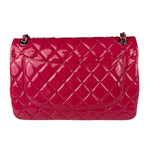 Chanel Hot Pink Large Patent Leather Double Flap Shoulder Bag 2014