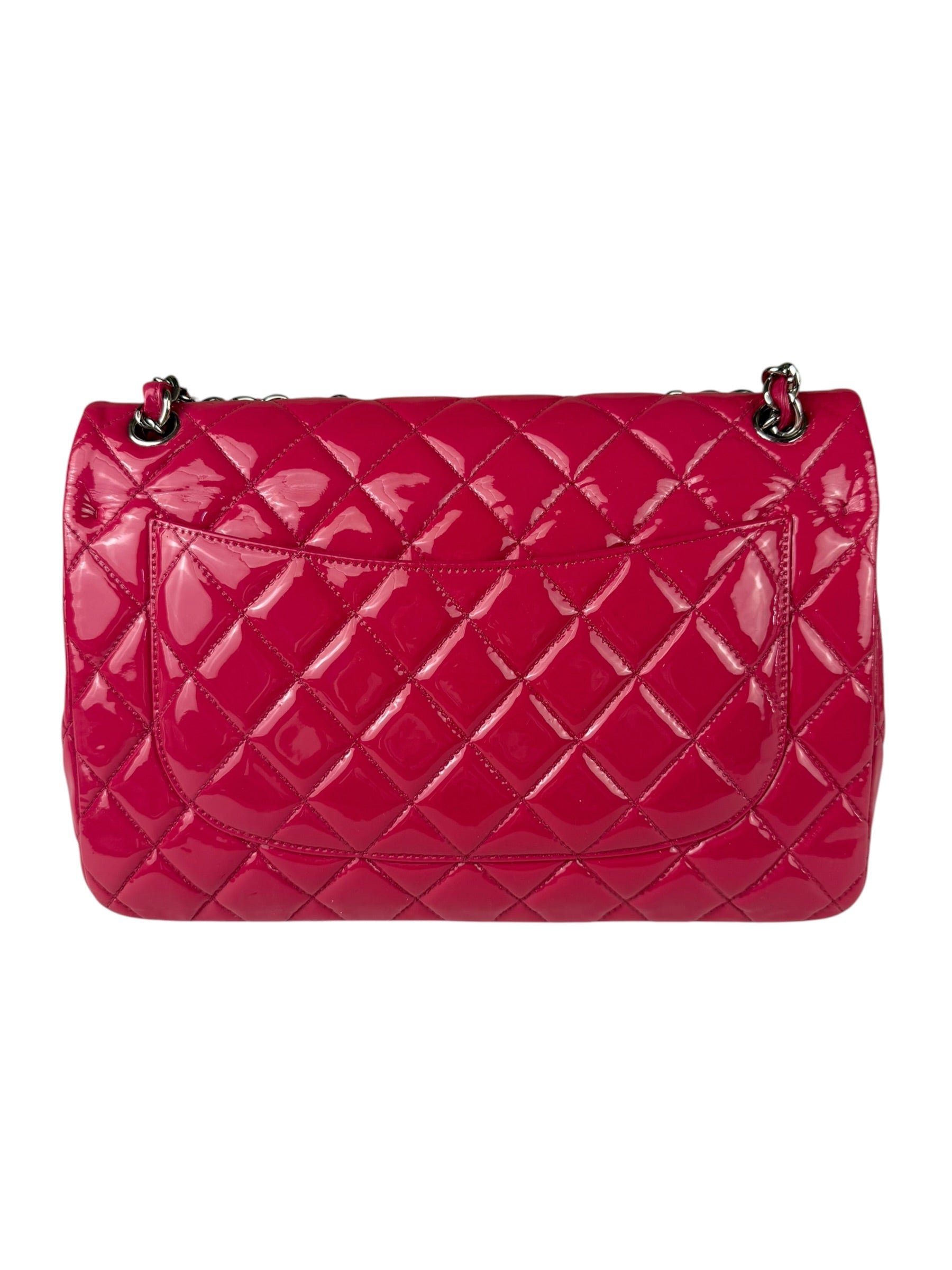 Chanel Hot Pink Large Patent Leather Double Flap Shoulder Bag 2014
