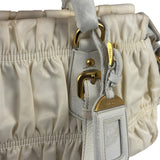 Prada Y2K Ivory Gaufre Nylon Woven Leather 2Way Mini Handbag