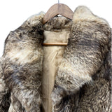 Vintage Dark Brown/Beige Collared Fur Coat