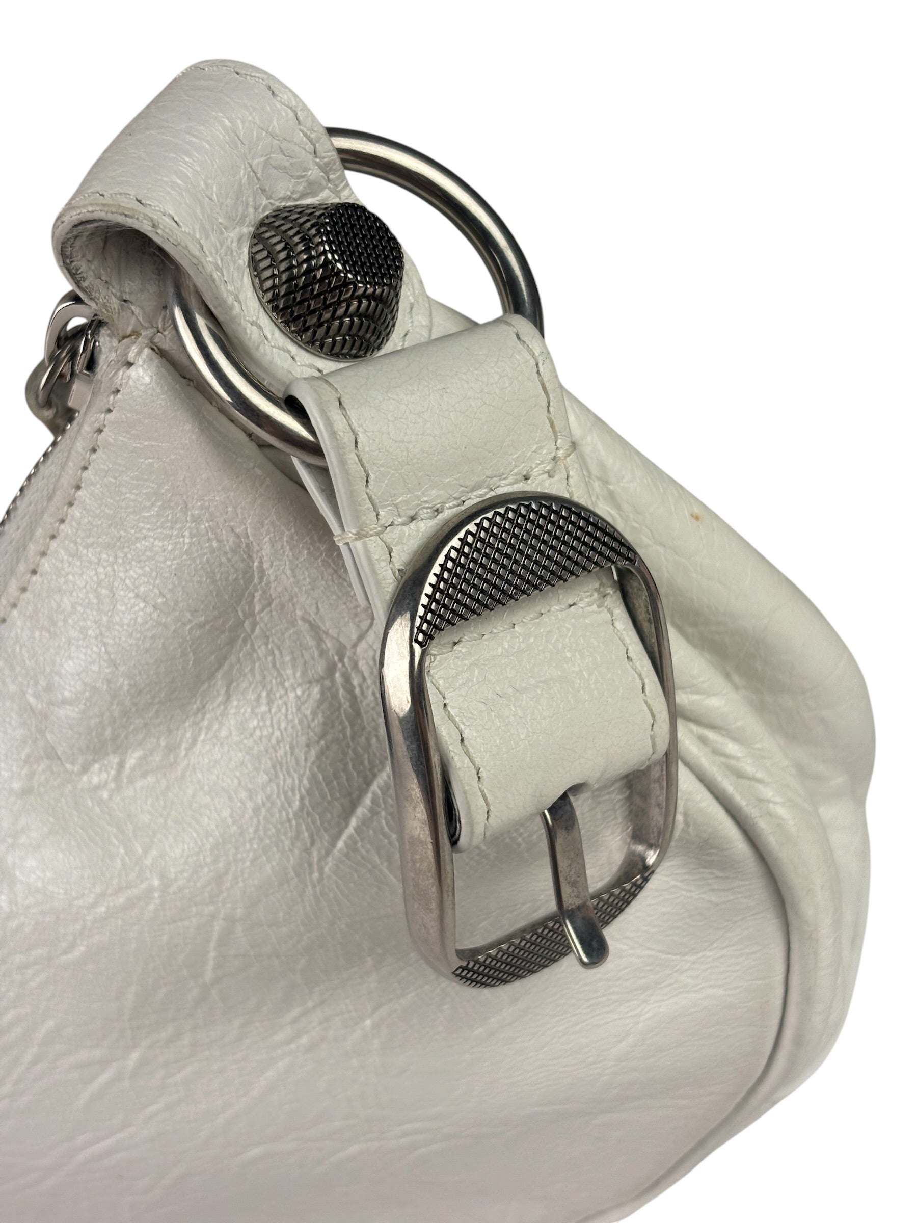 Balenciaga White Lambskin Le Cagole Shoulder Bag