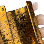 Chanel Vintage Gold CC Print Cuff Bracelet