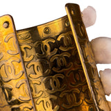 Chanel Vintage Gold CC Print Cuff Bracelet