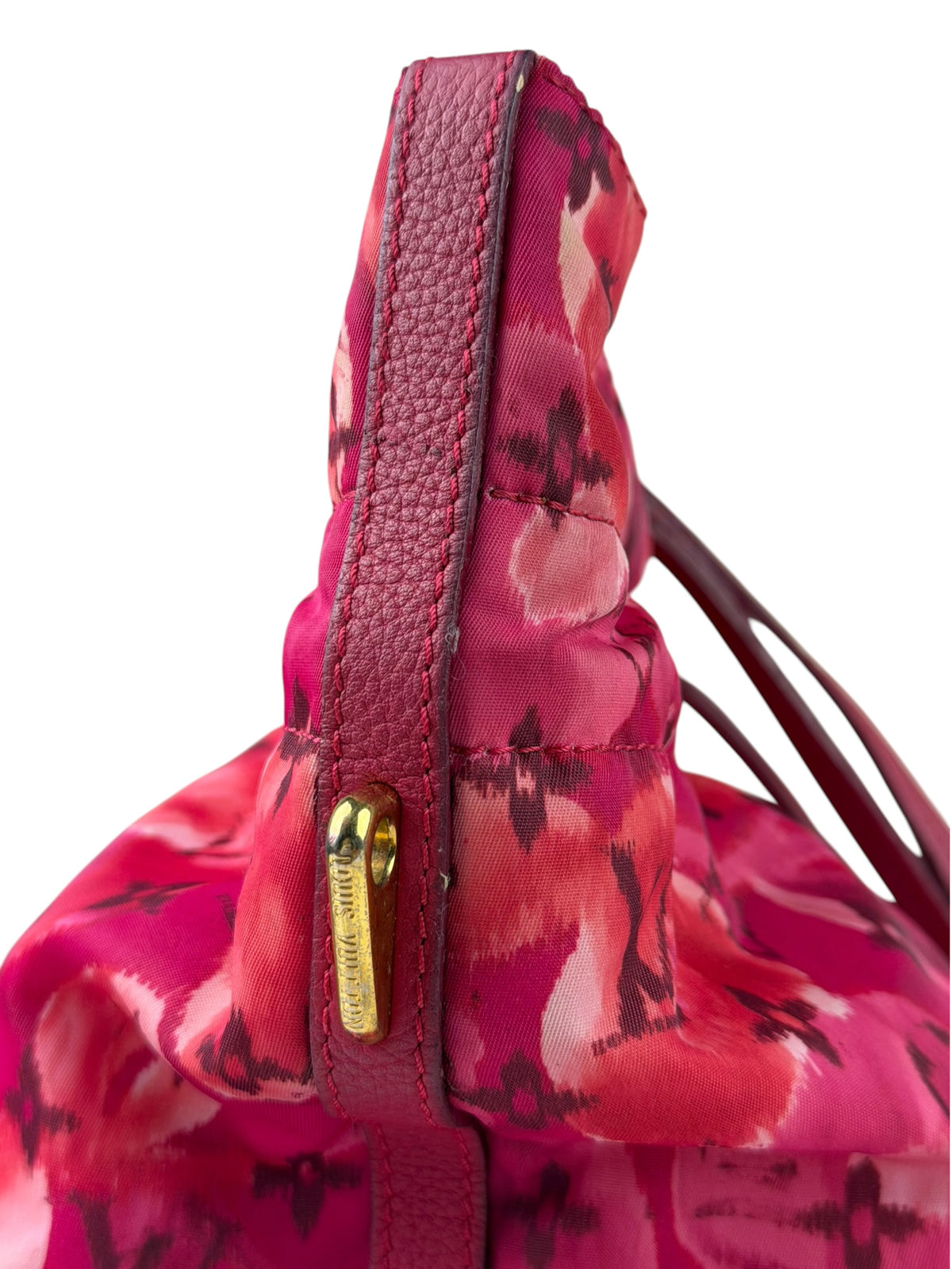 Louis Vuitton Pink Leather Trim Floral Ikat Noefull PM