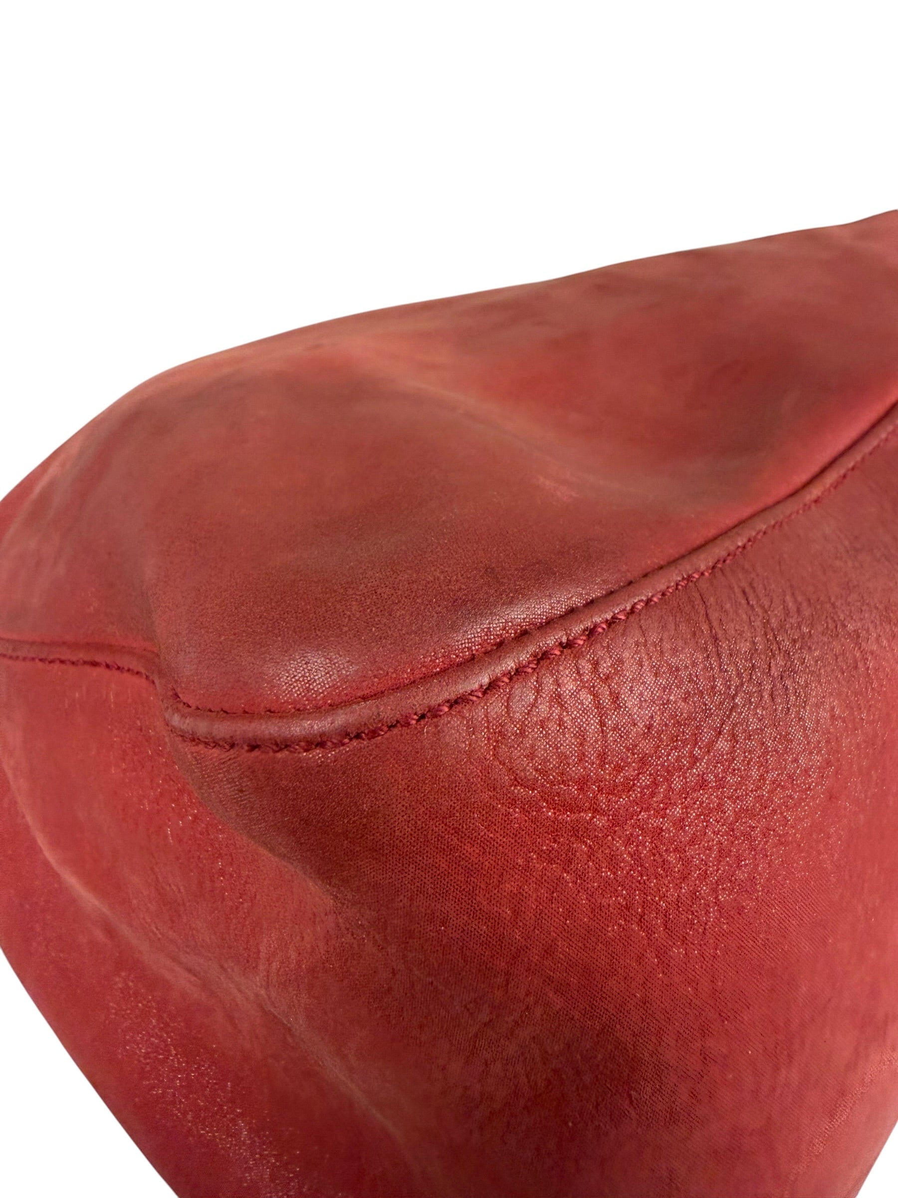 Fendi Red Leather Mamma Baguette Shoulder Bag