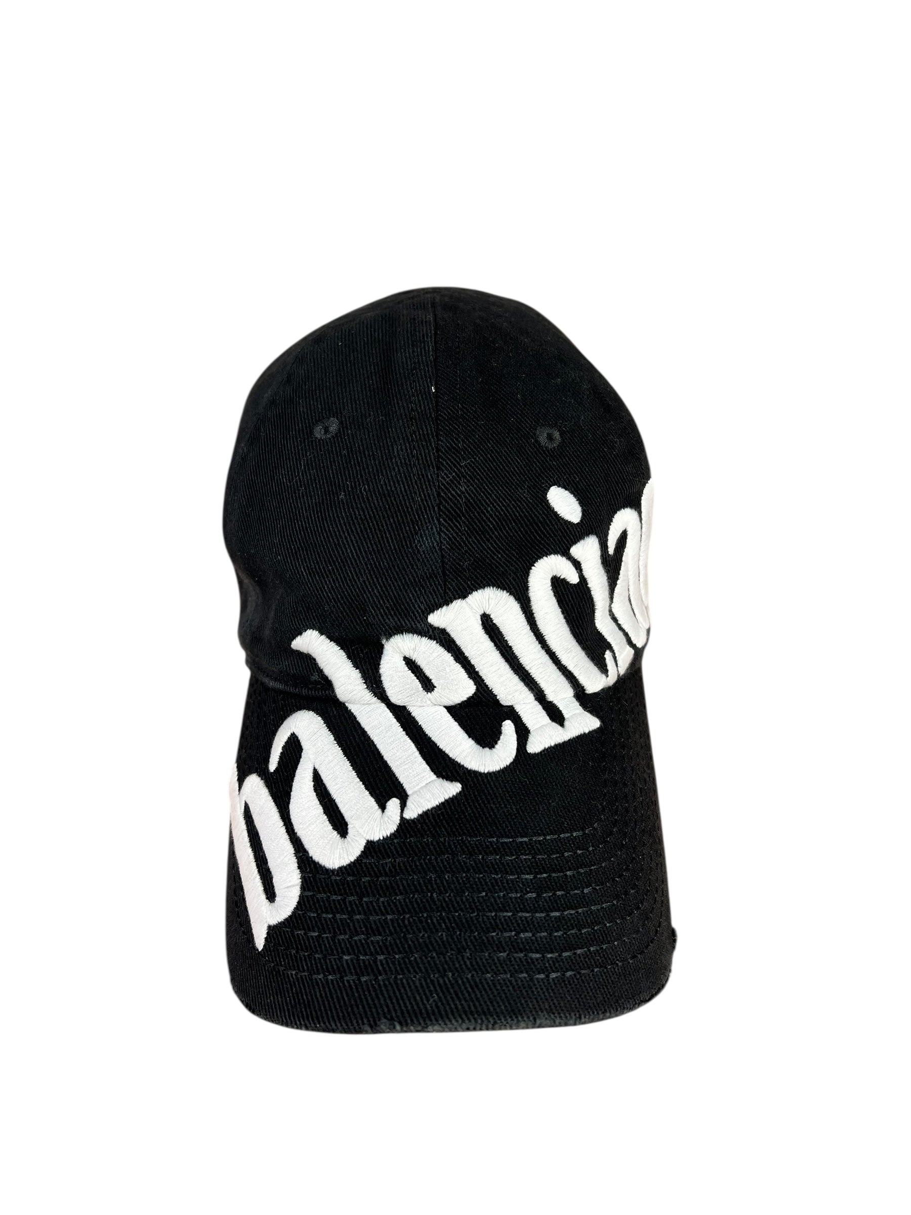 Balenciaga Diagonal Embroidered Logo Cap Black