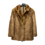 Vintage Light Brown Chevron Mink Fur Coat