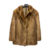 Vintage Light Brown Chevron Mink Fur Coat