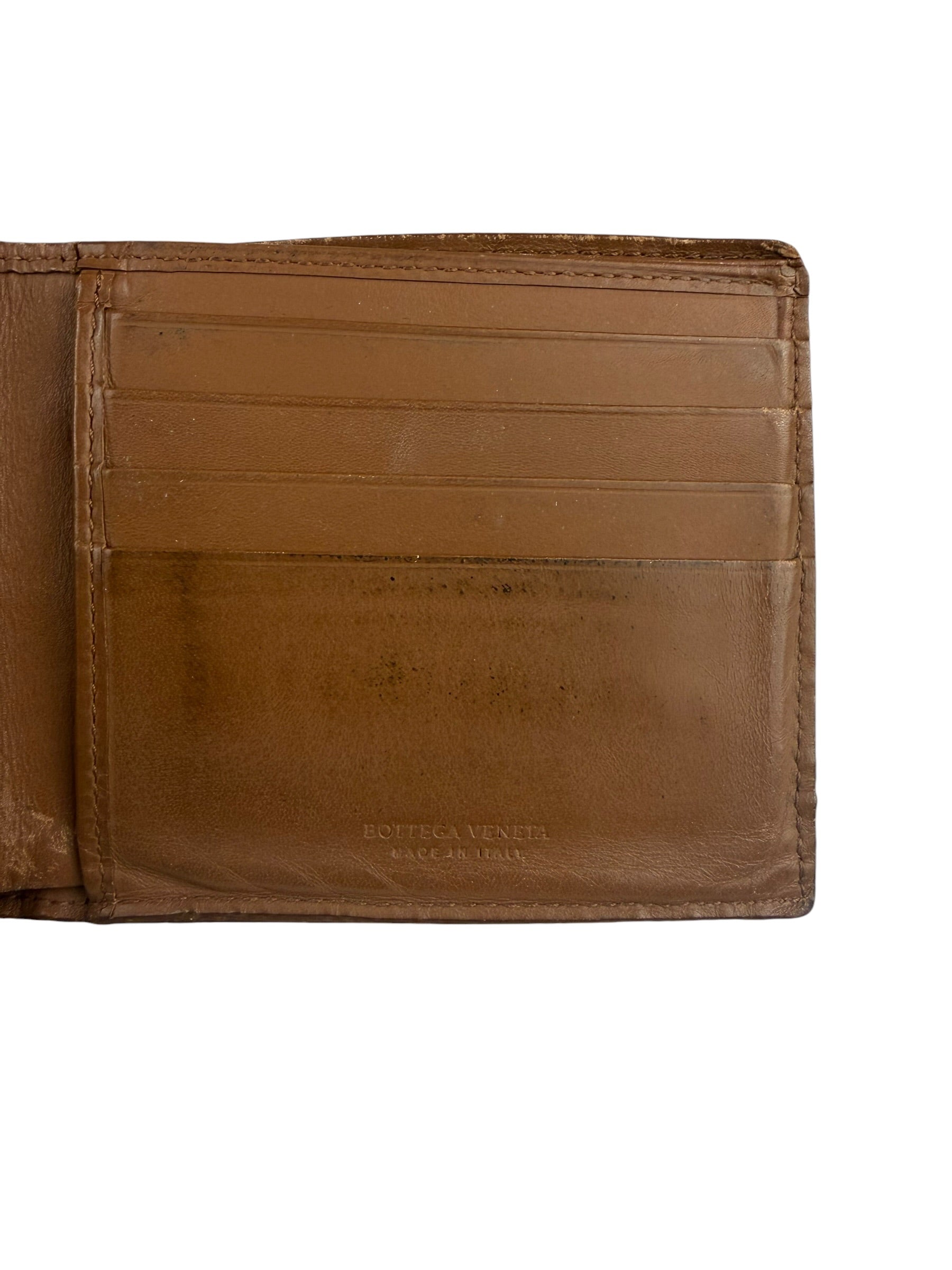 Bottega Veneta Brown Intercciato Bifold Wallet