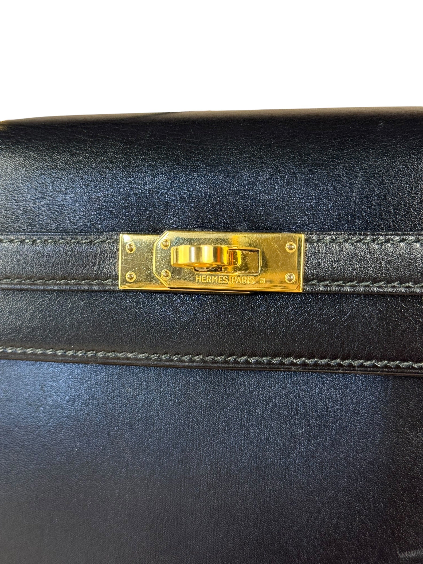 Hermes Black Mini Kelly 20 Box Calf 1991
