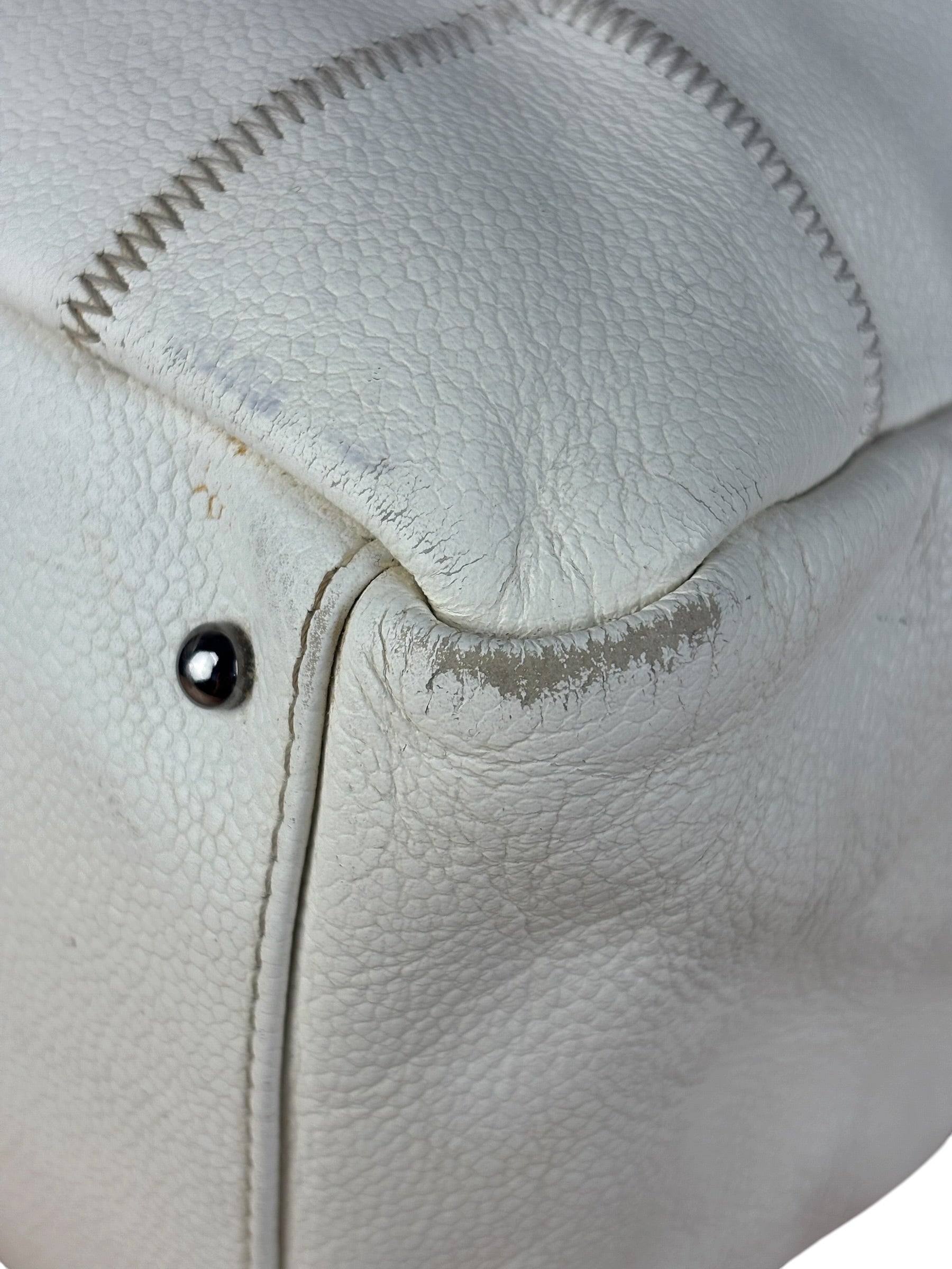 Chanel White Chocolate Bar Quilted Caviar LAX Bowler Bag 2004