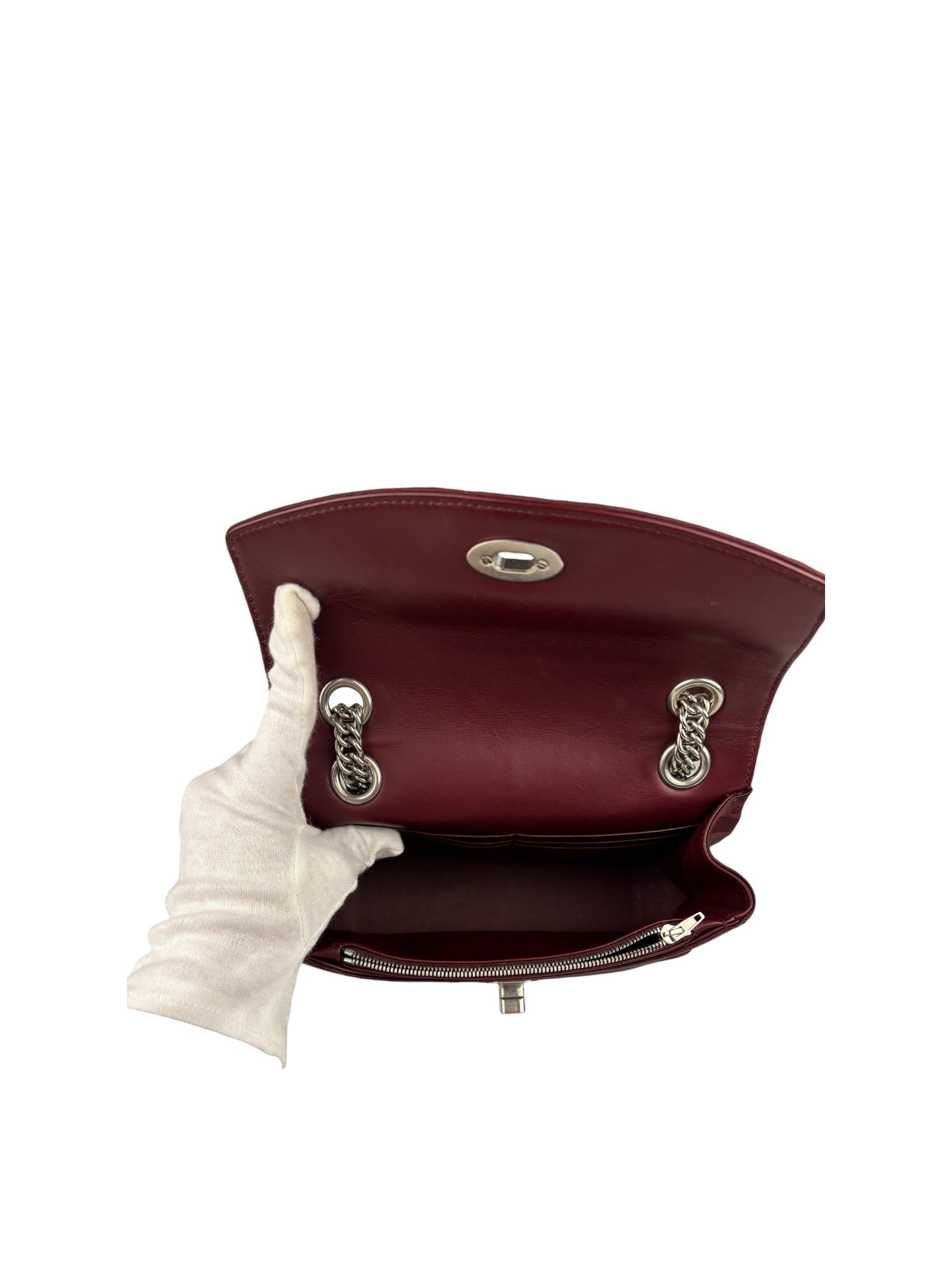 Balenciaga Burgundy Satin Jacquard Round S Lock Shoulder Bag