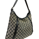 Gucci Black Leather Trim GG Supreme Hobo Bag
