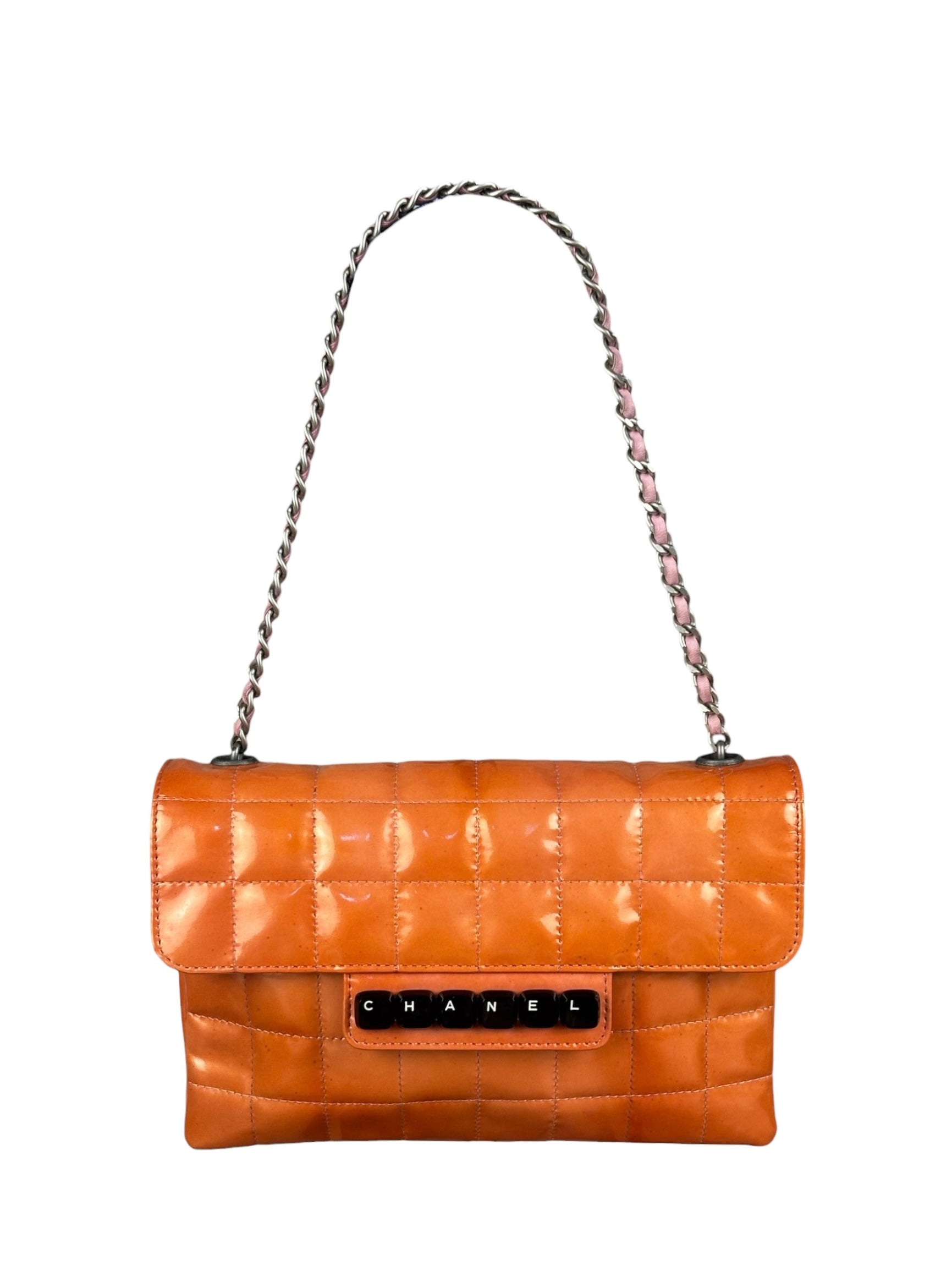 Chanel Orange/Pink Chocolate Bar Keyboard Digital Flap Shoulder Bag 2001