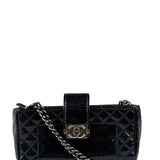 Chanel Navy Patent Leather Matelasse Chain Pouch 2013