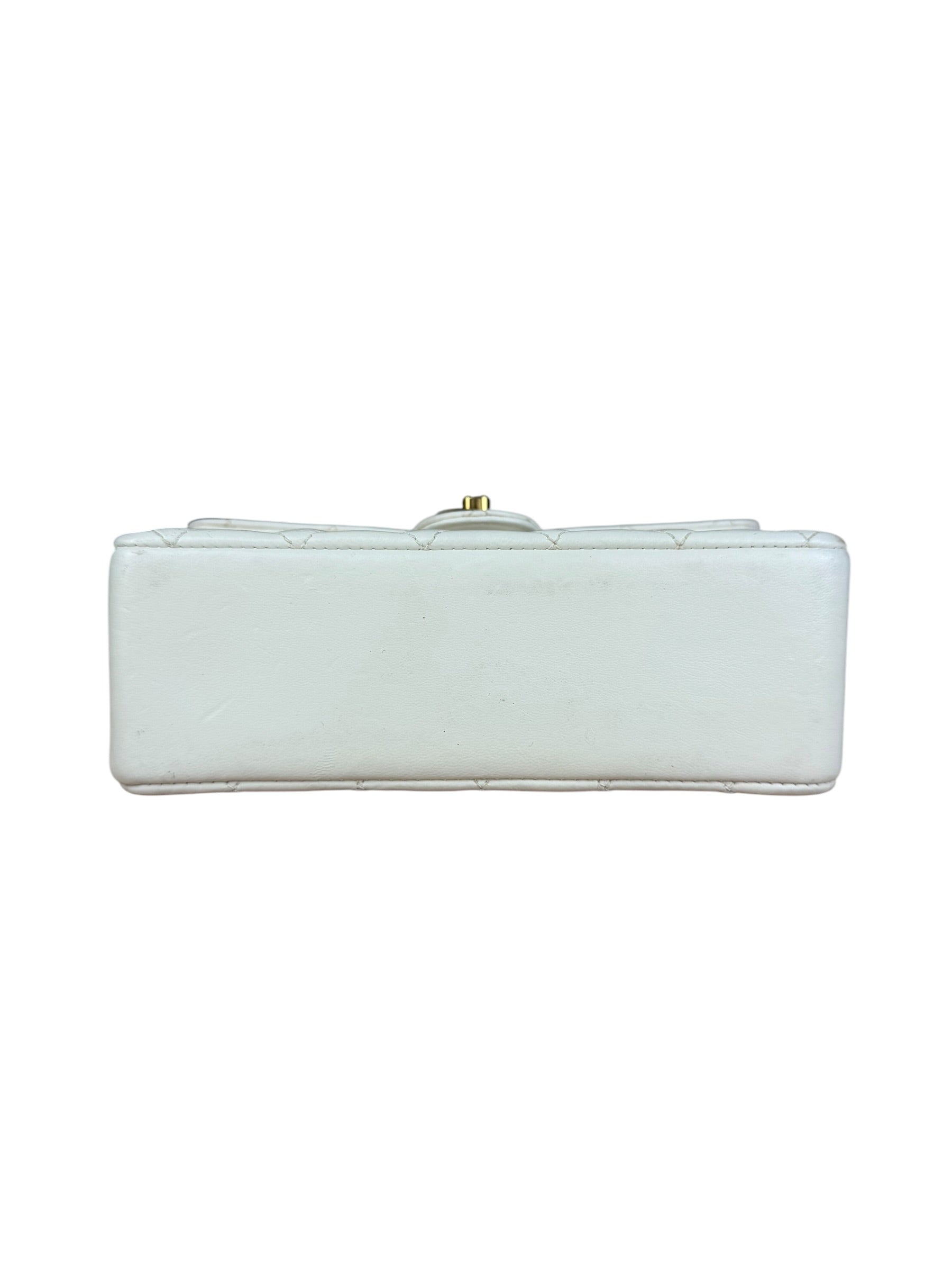 Chanel White Calfskin Square Mini Flap 1994