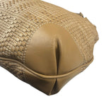 Fendi Beige Leather Trim Woven Hobo Bag