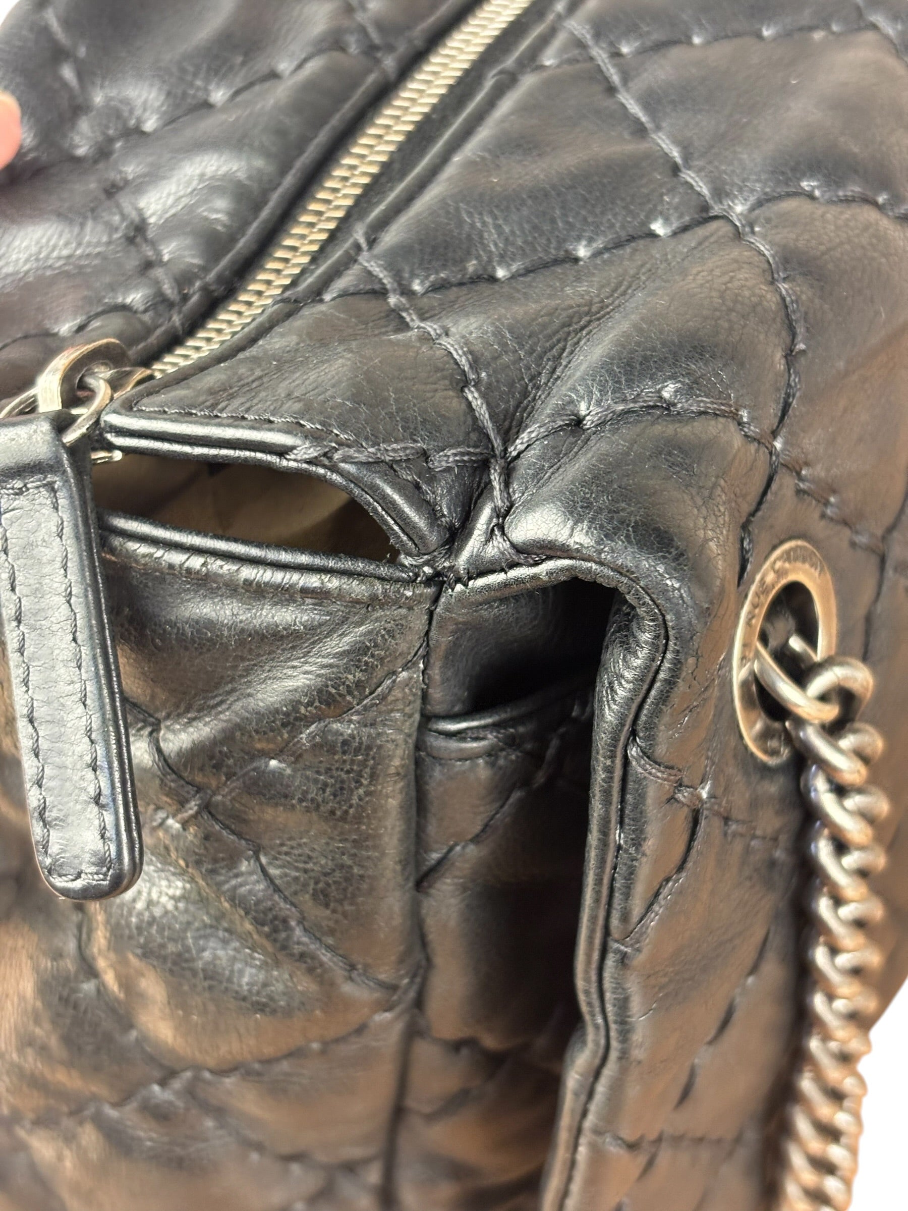Chanel Black Leather Paris Moscow Flap/Chain Shoulder Bag 2005