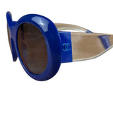 Chanel Vintage Blue Round Frame Sunglasses