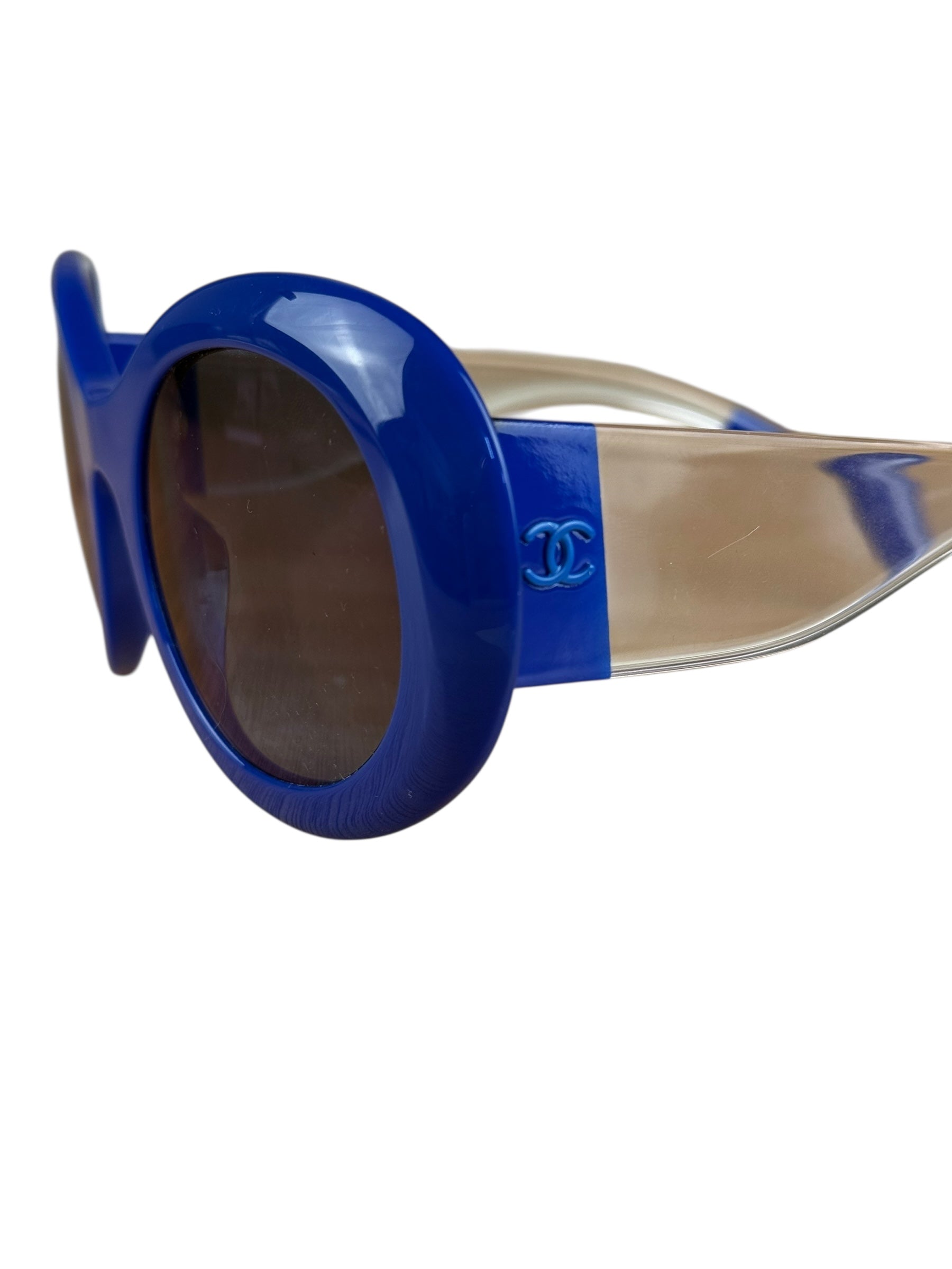 Chanel Vintage Blue Round Frame Sunglasses