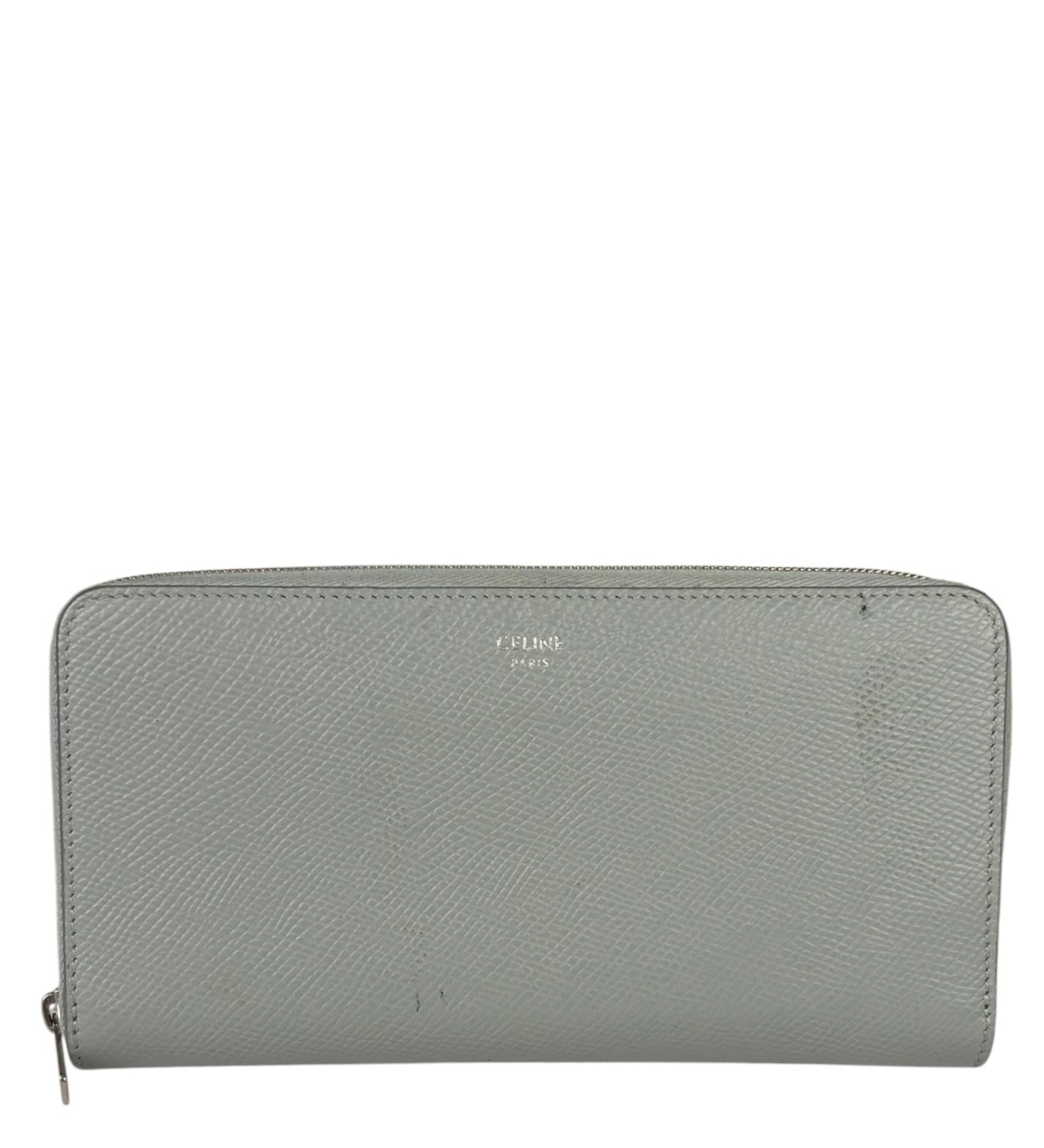 Celine Grey Leather Long Zip Around Wallet