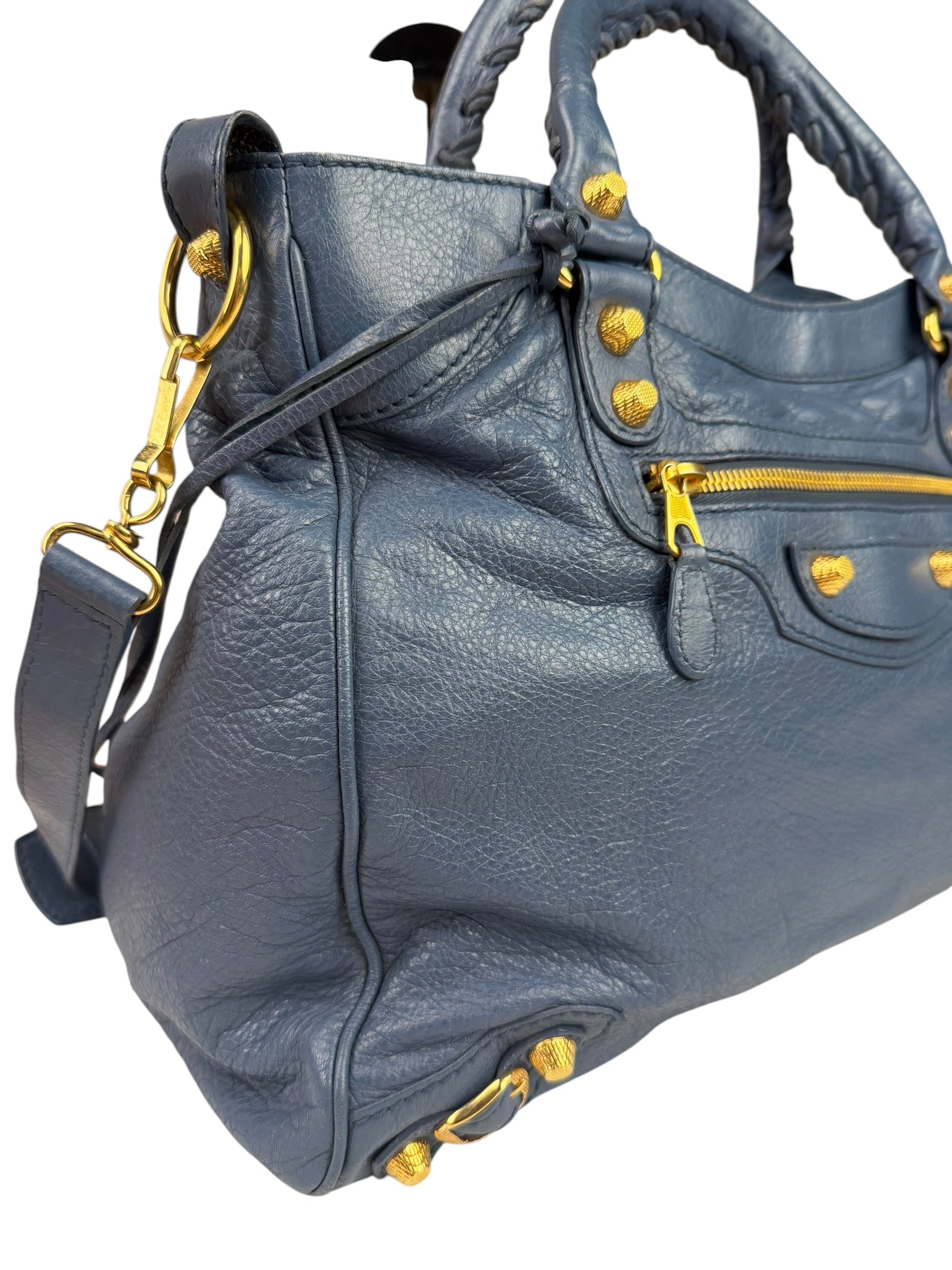 Balenciaga Mist Blue Leather Sunday City Bag