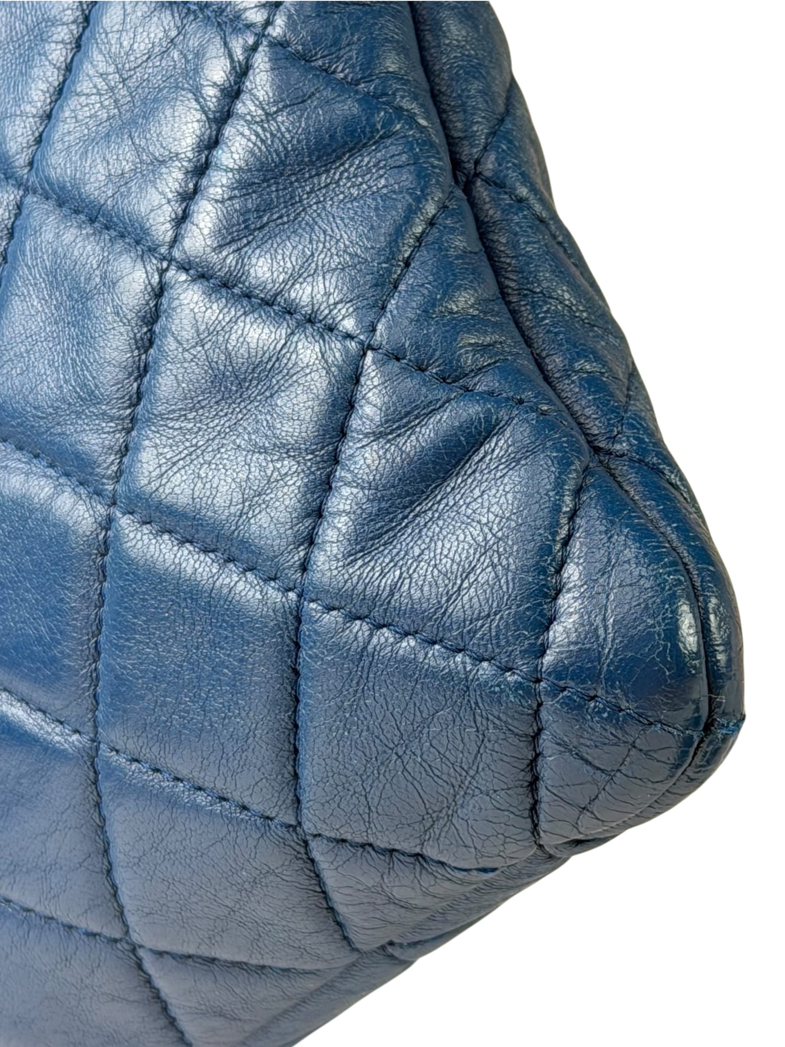 Chanel Blue Quilted Leather O-Case Zipped Pouch 2017