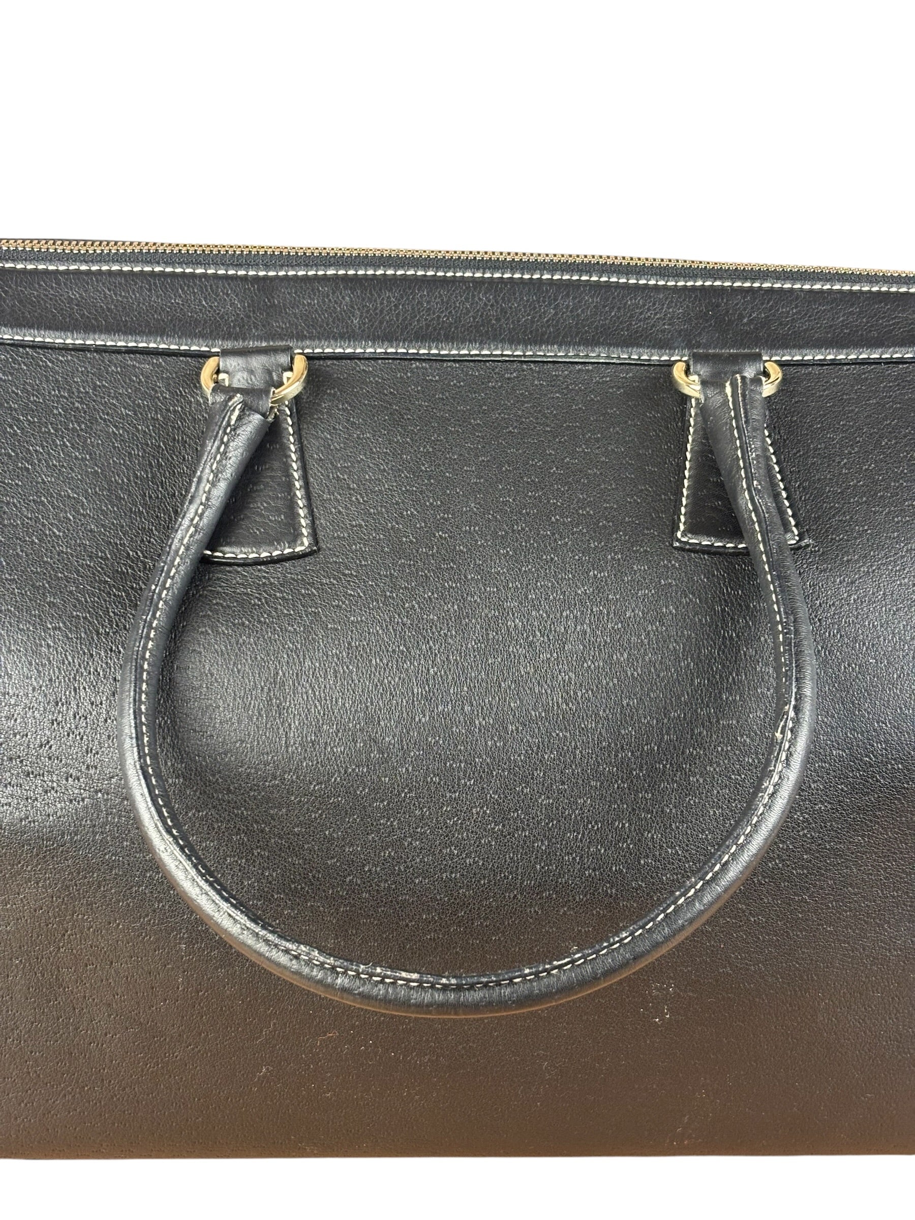 Salvatore Ferragamo Vintage Black Pebbled Leather Tote Bag