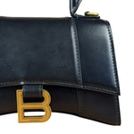 Balenciaga Black Leather Hourglass XS 2Way Handbag