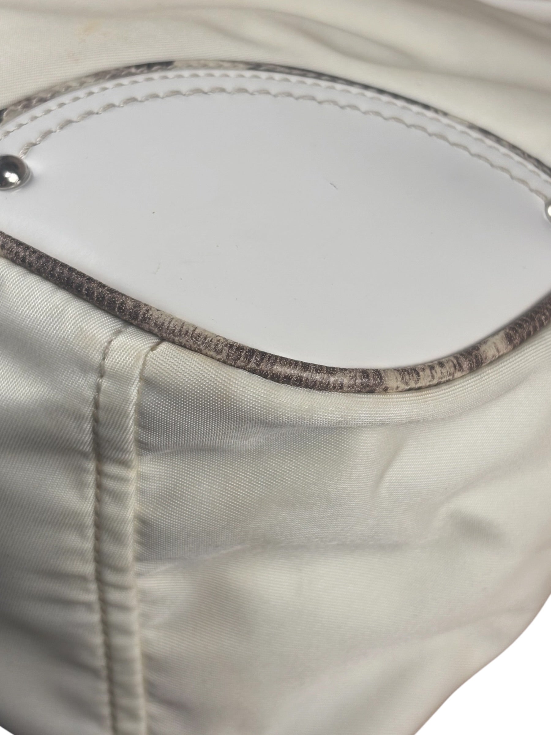 Prada White Tessuto Nylon Leather Trim Shoulder Bag