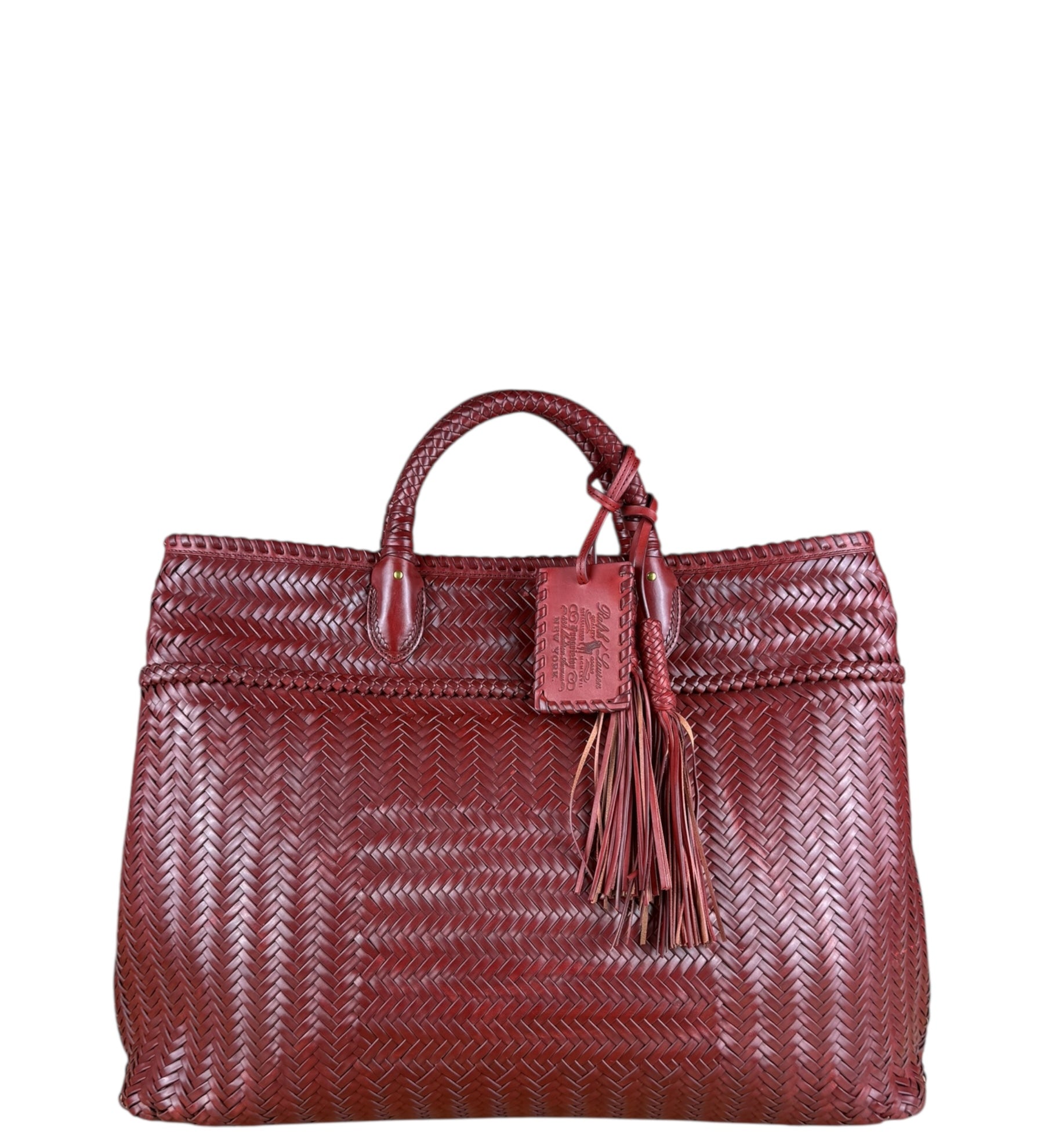 Polo Ralph Lauren Red Woven Leather Tote