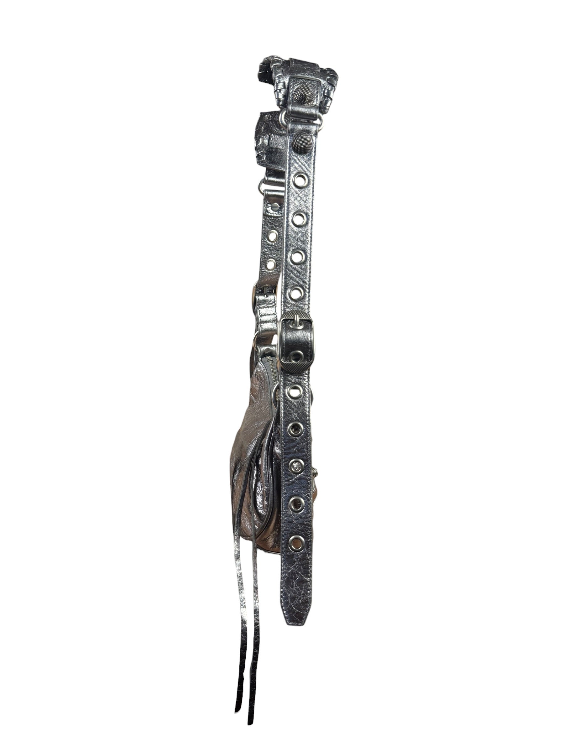 Balenciaga Silver Leather Le Cagole Shoulder Bag