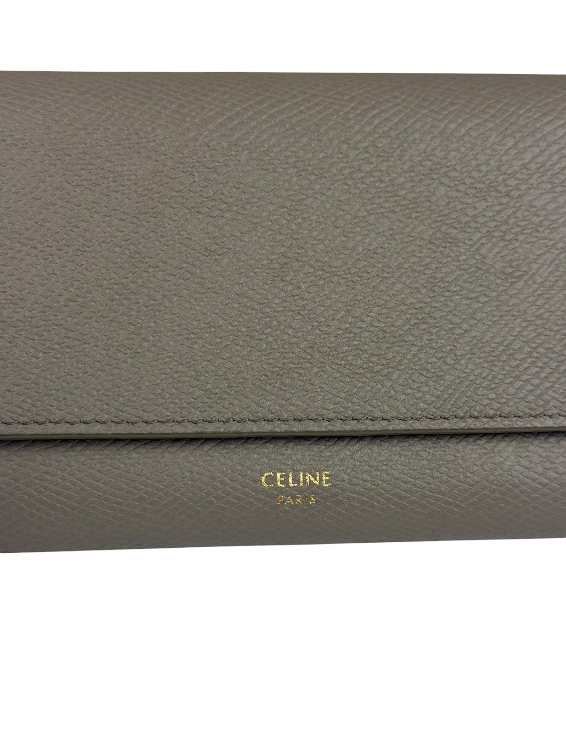 Celine Grey Leather Long Flap Wallet