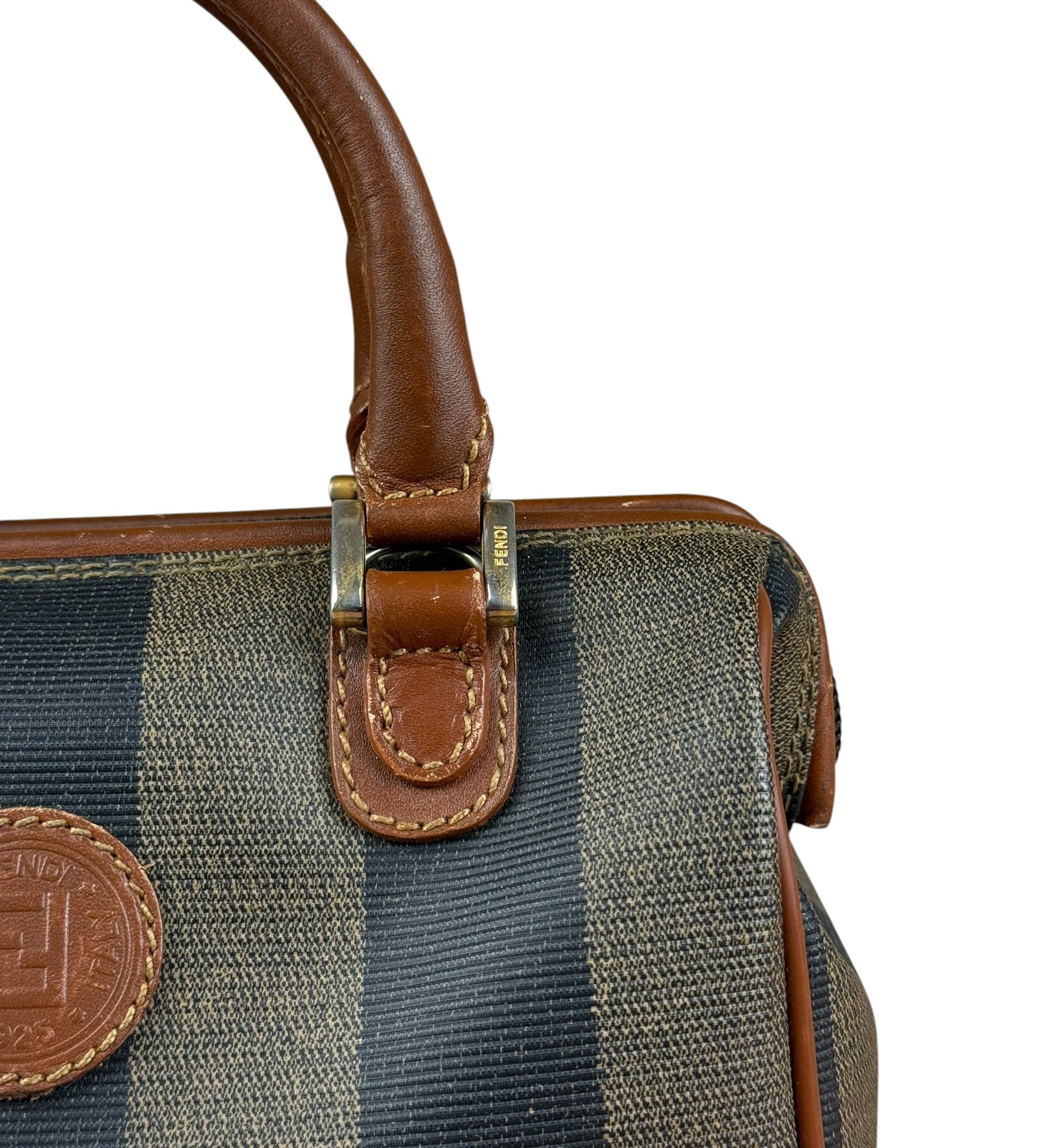 Fendi Vintage Pequin Stripped Nano Boston Bag