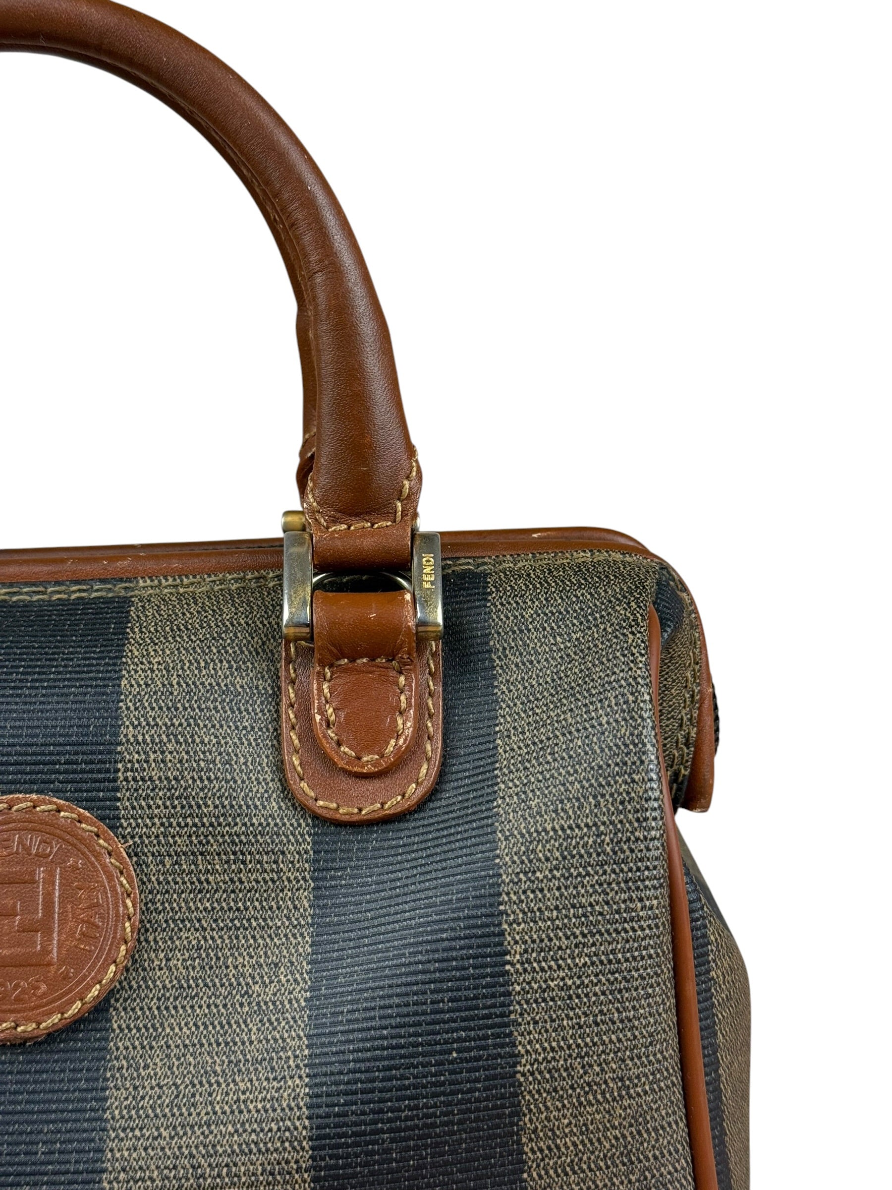 Fendi Vintage Pequin Stripped Nano Boston Bag