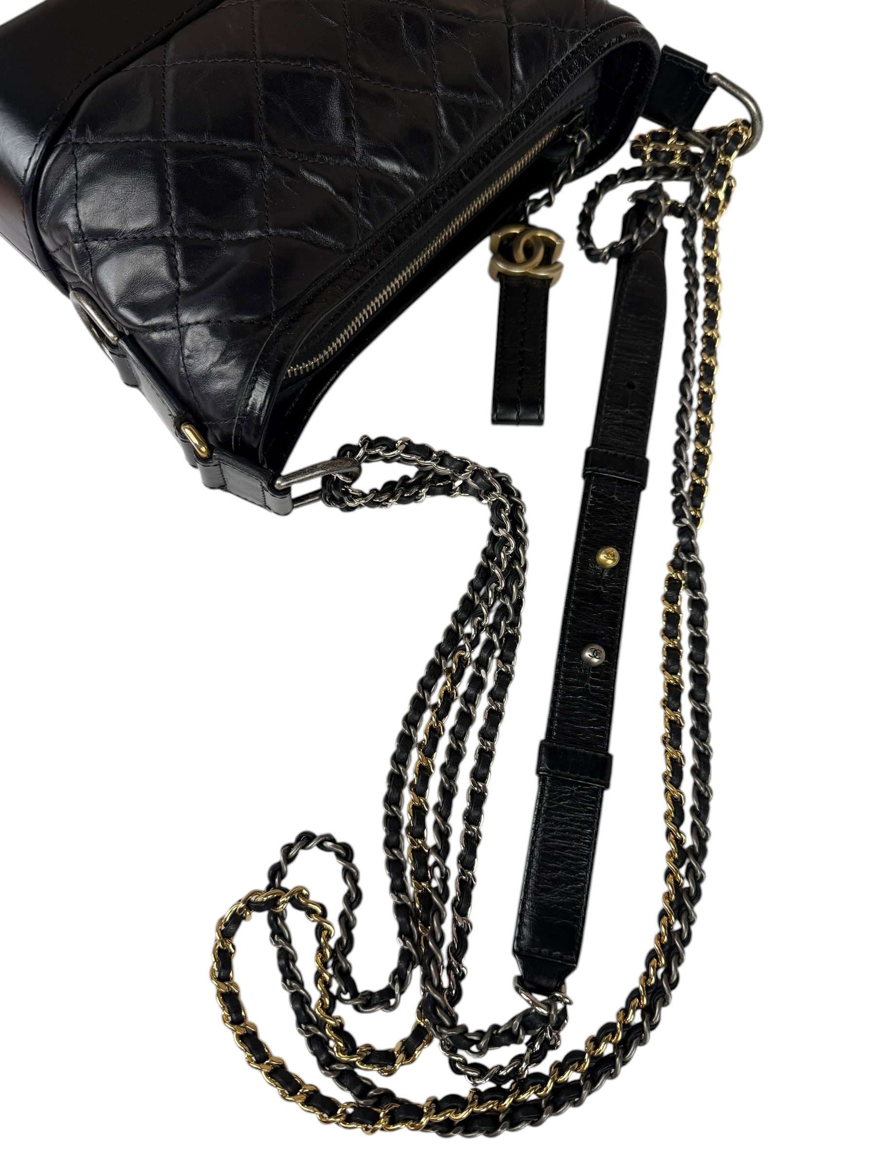 Chanel Black Quilted Leather Small Gabrielle Hobo Bag 2019