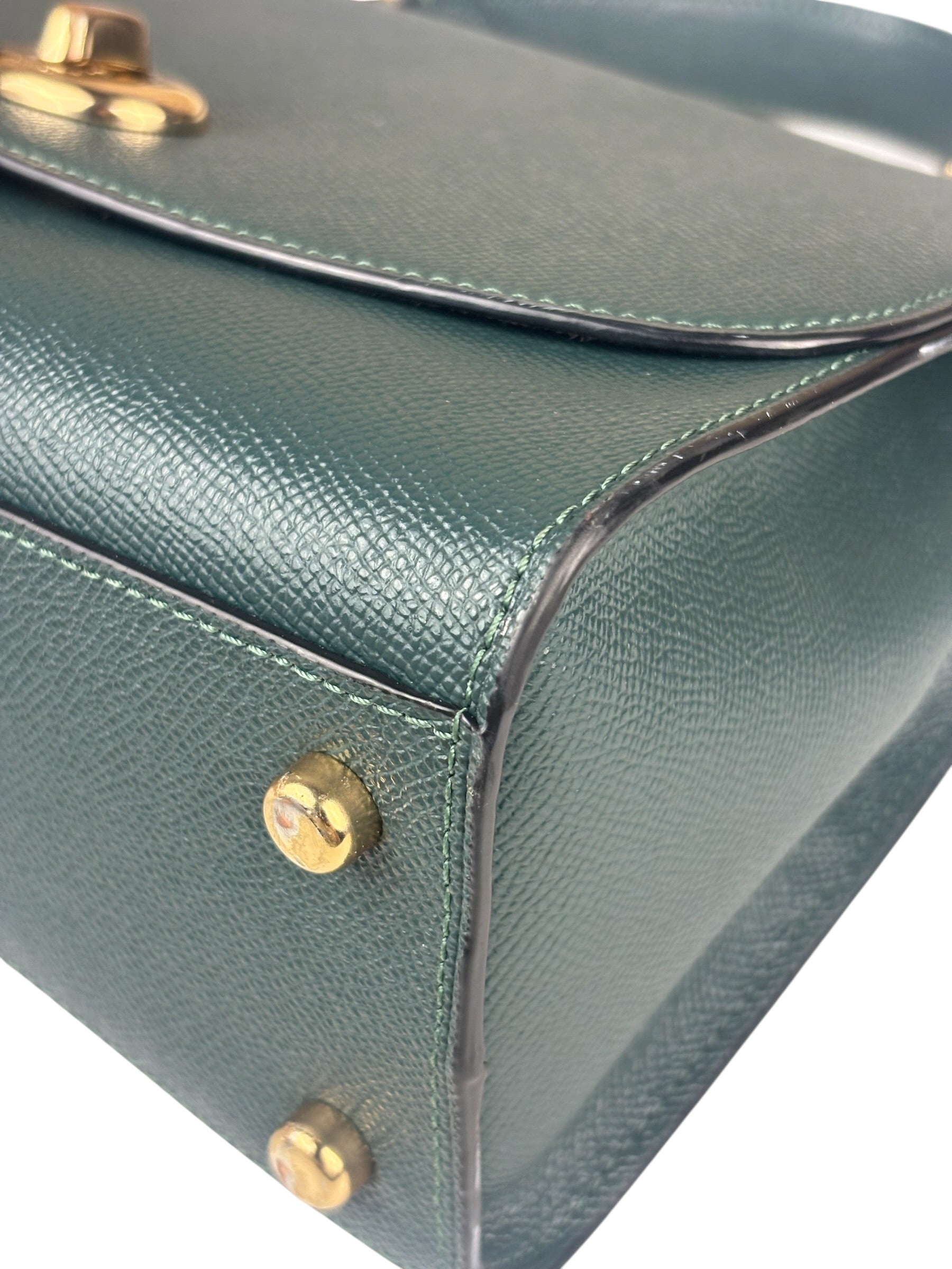 Coach Teal Crossgrain Leather Tilly Satchel 23 Two-Way Bag