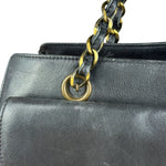 Chanel Black Leather Front Pocket Chain Tote 1998